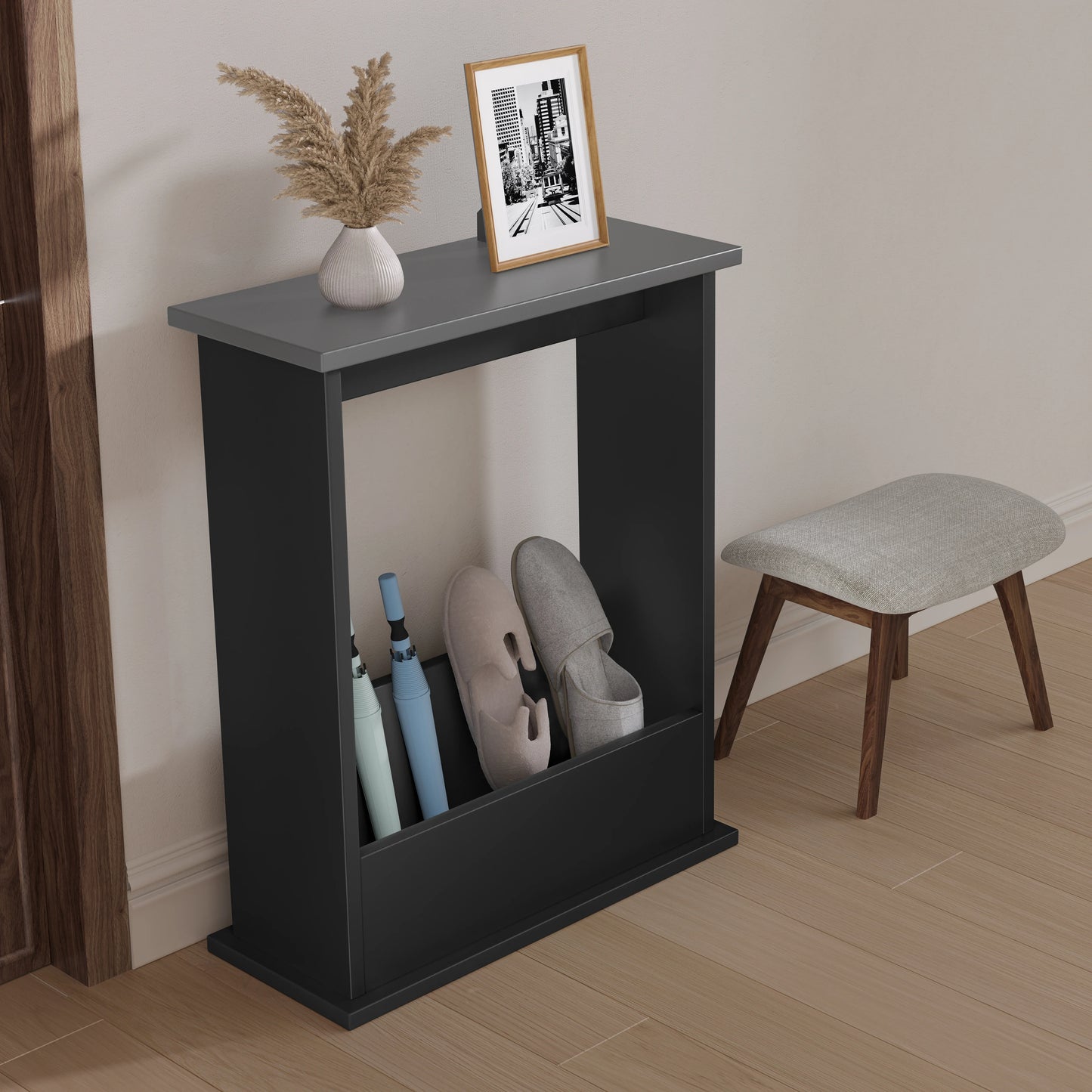 Small Narrow Side Table with Storage - Slim Sofa End Table
