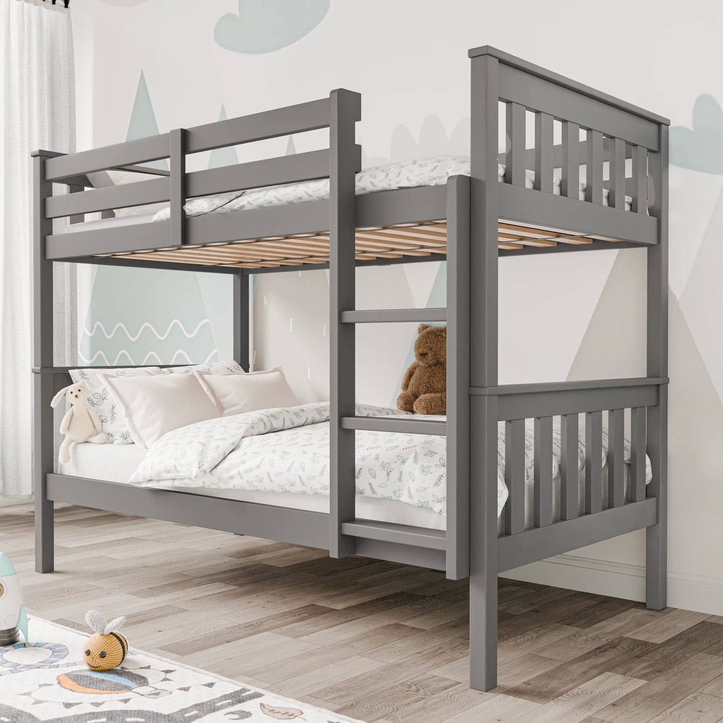 Solid Wood Detachable Double Bunk Bed