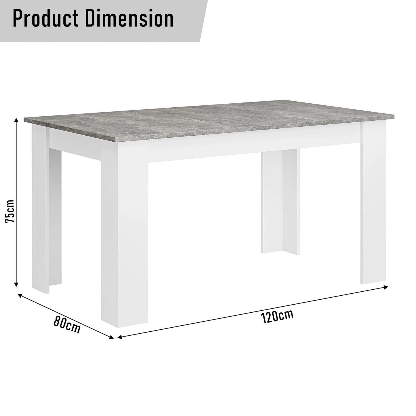 Grey Marble Finish 4-6 Seater Dining Table and Chairs Set