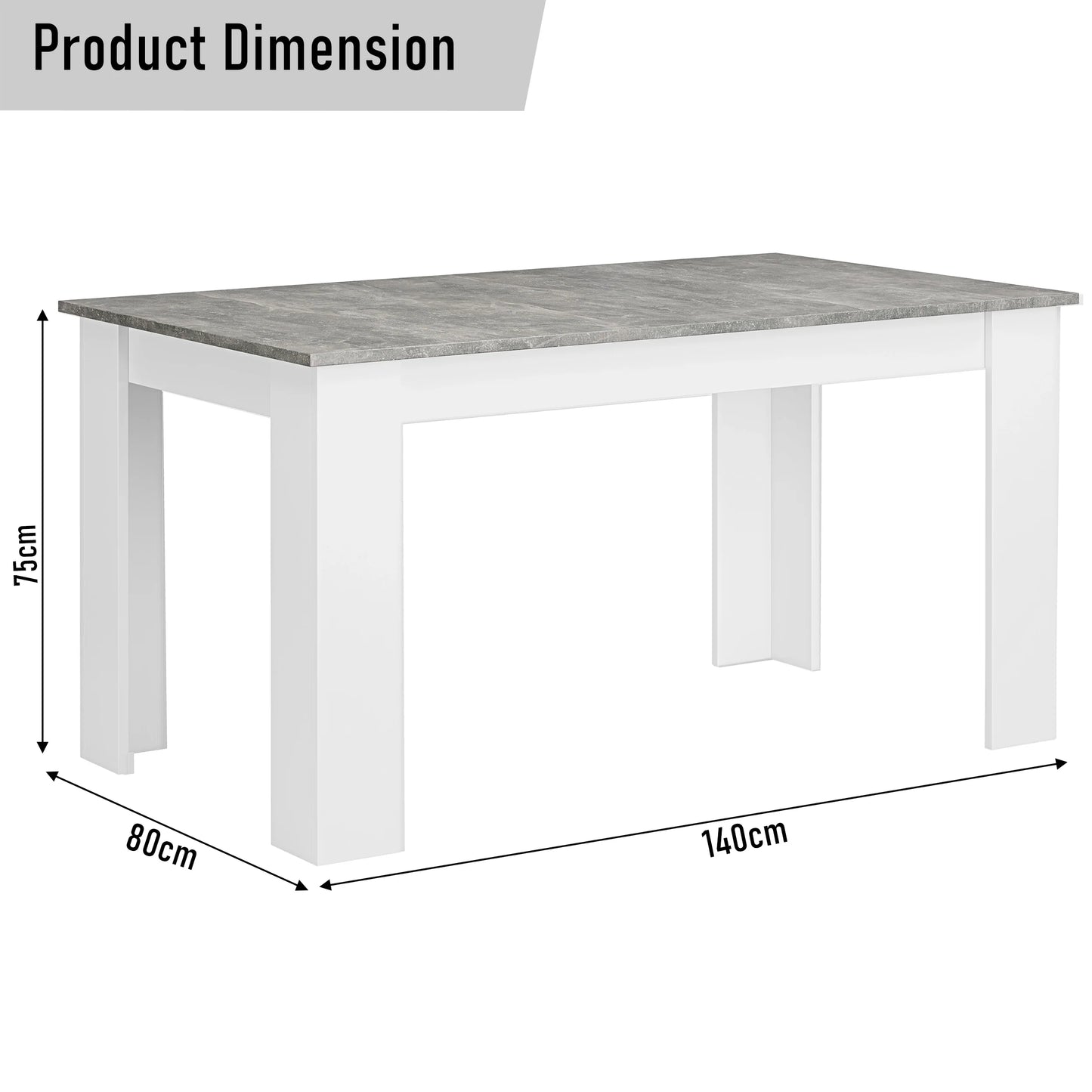 Grey Marble Finish 4-6 Seater Dining Table and Chairs Set