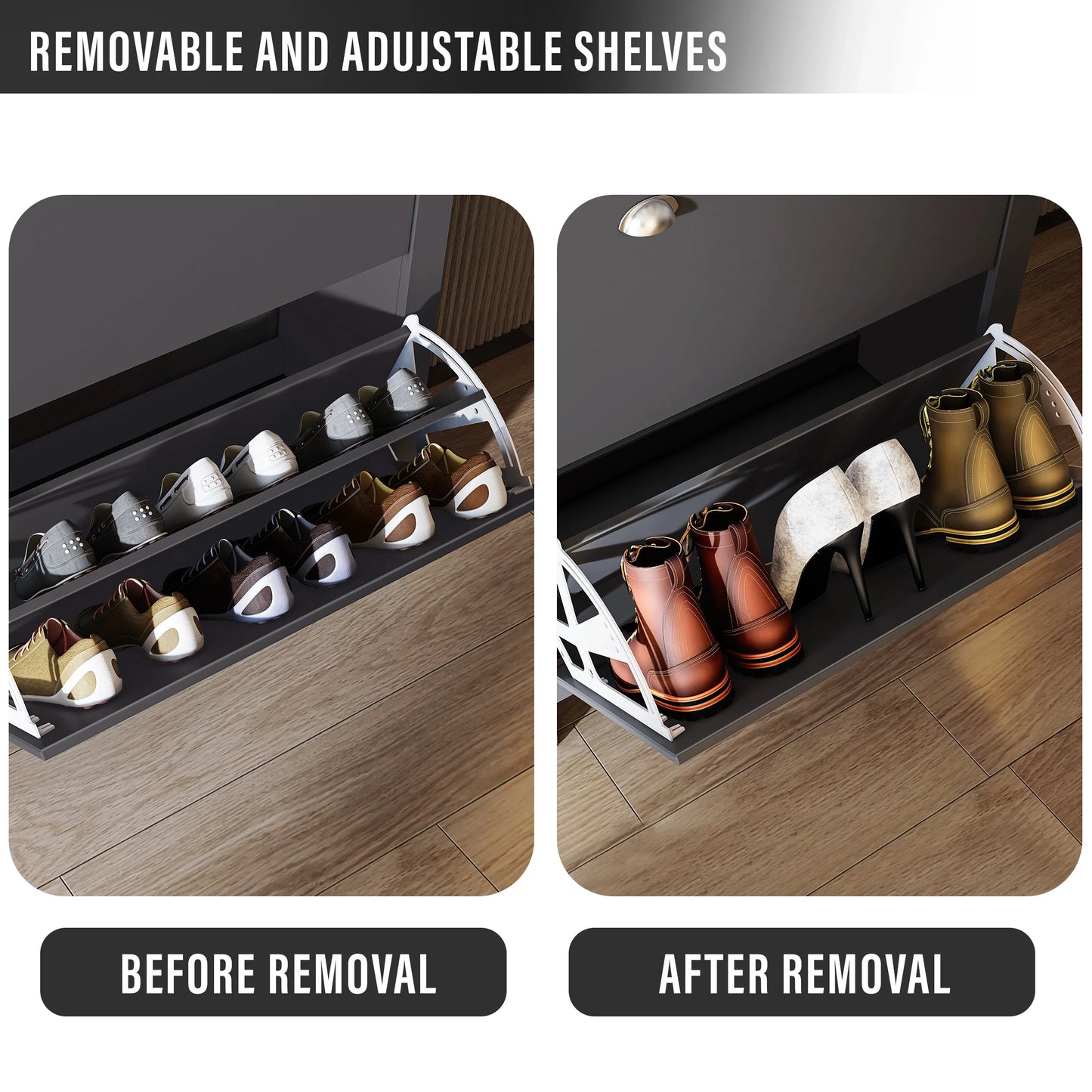 Shoe Cabinet With Drawer | 2 Door Slim Shoe Storage Unit