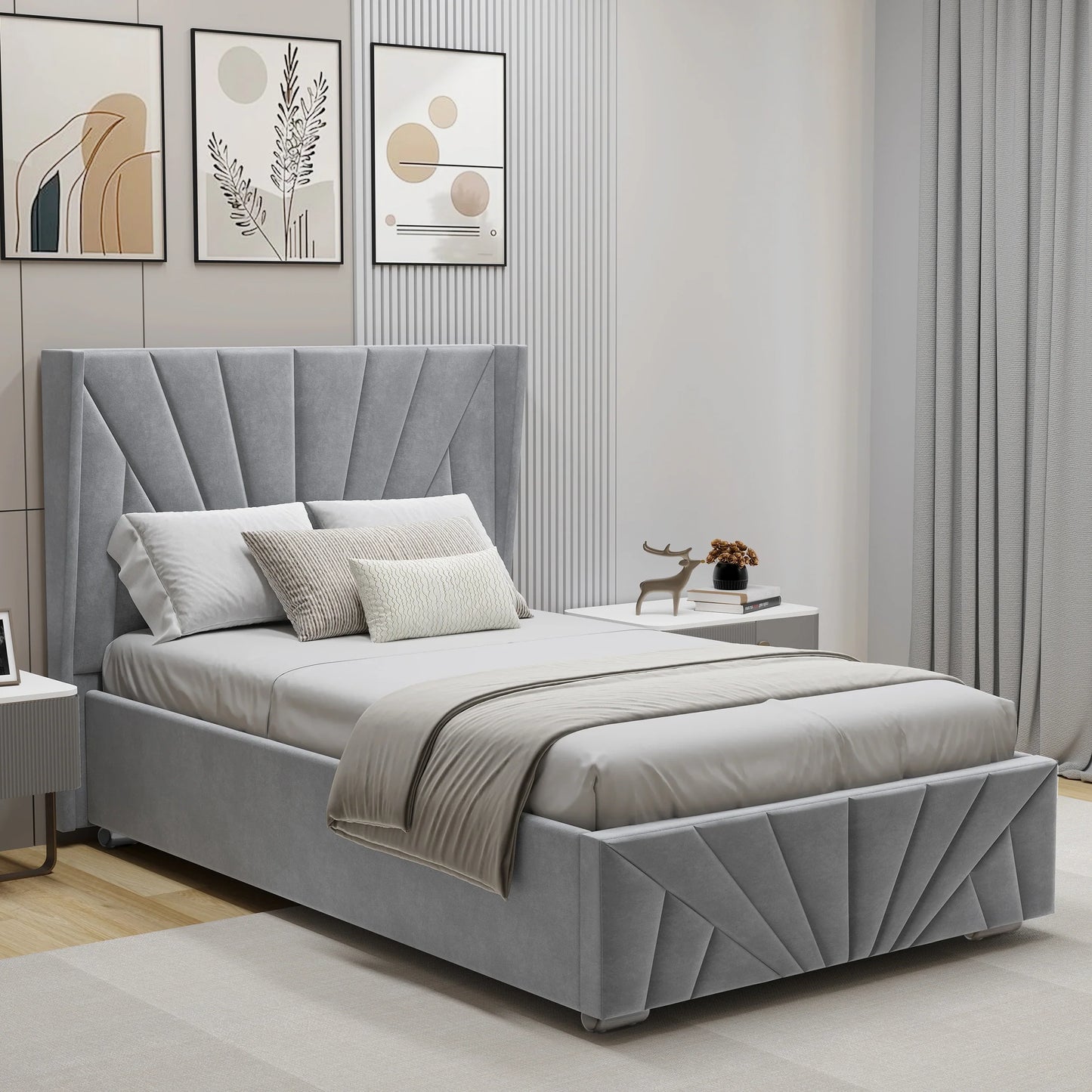 Velvet Ottoman Storage Bed - Sunrise Ottoman Bed Frame