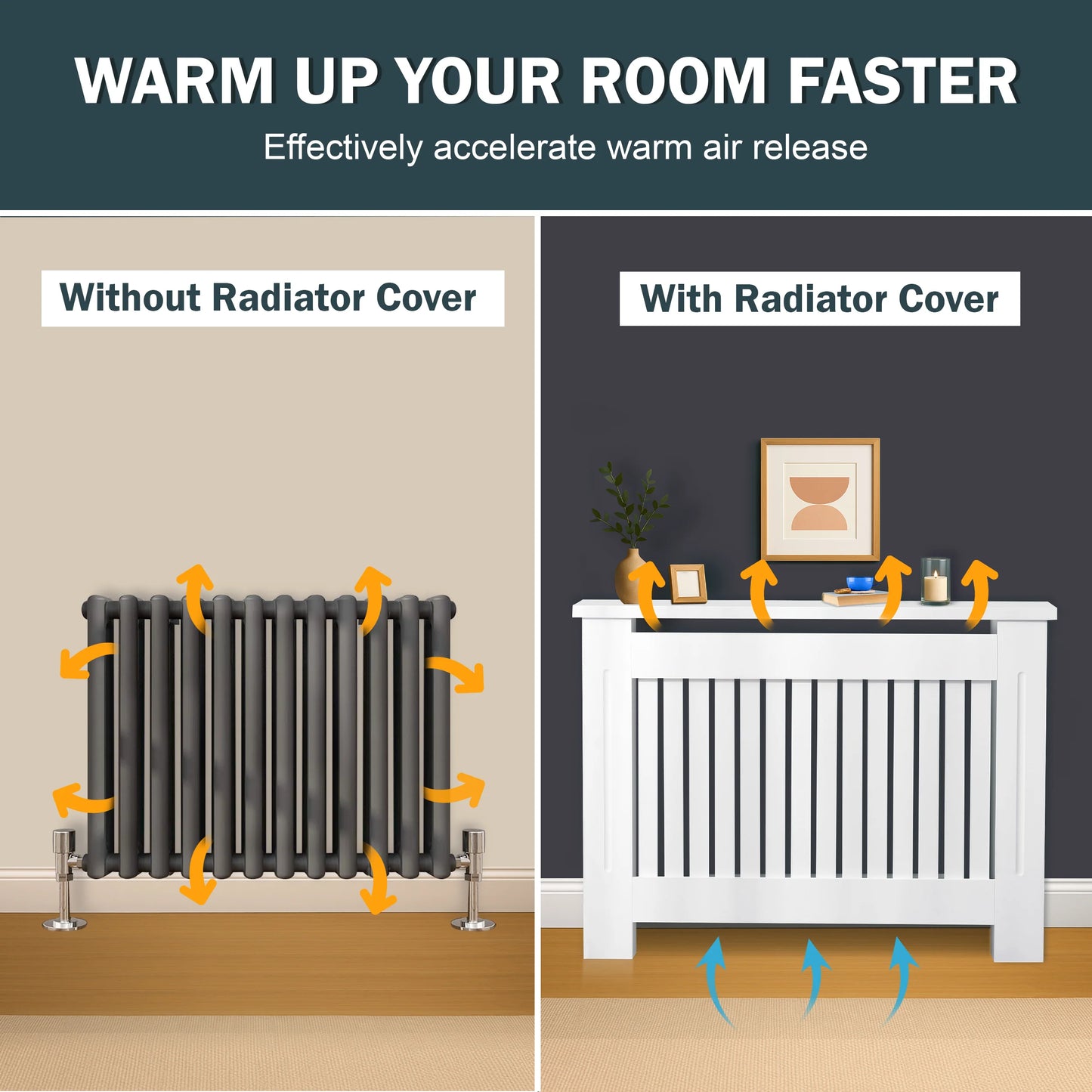 Chelsea White Radiator Cover, Vertical Wooden Slats