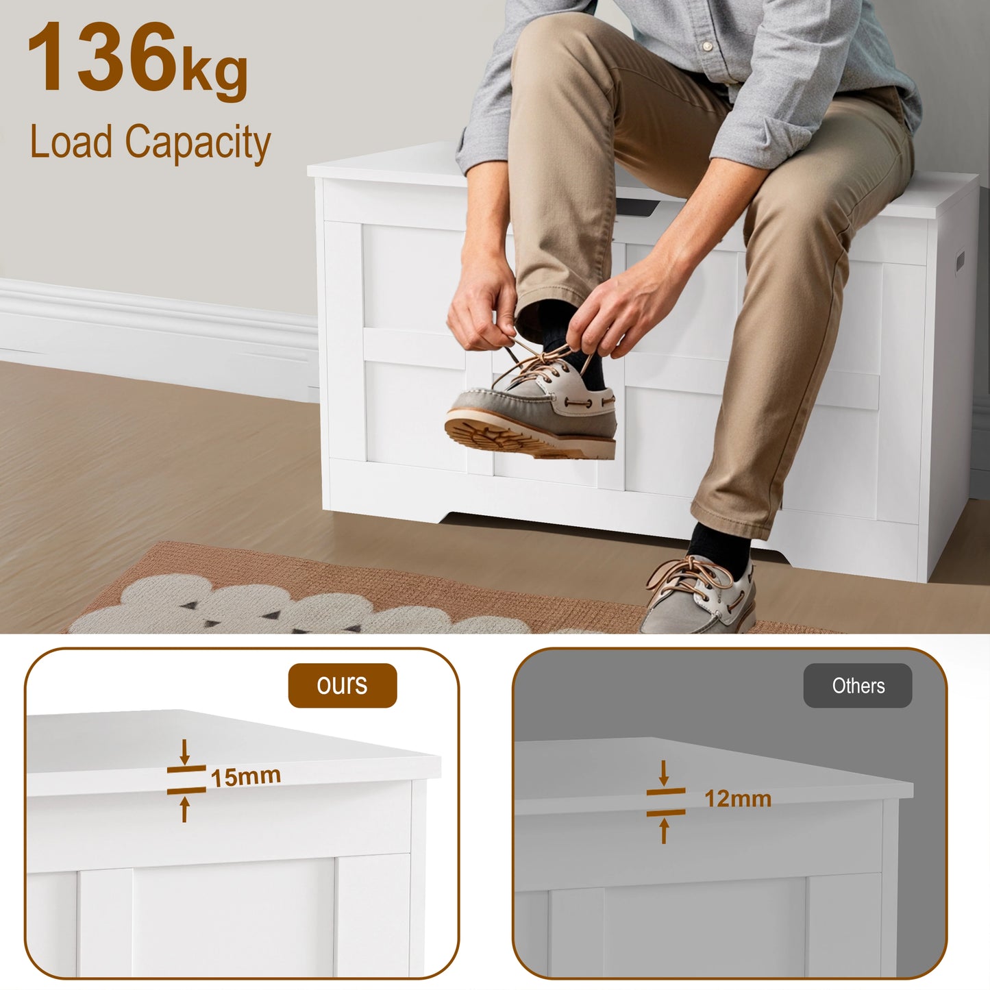 Storage Chest - Shaker Style Blanket or Toy Box With Lid & Safety Hinges