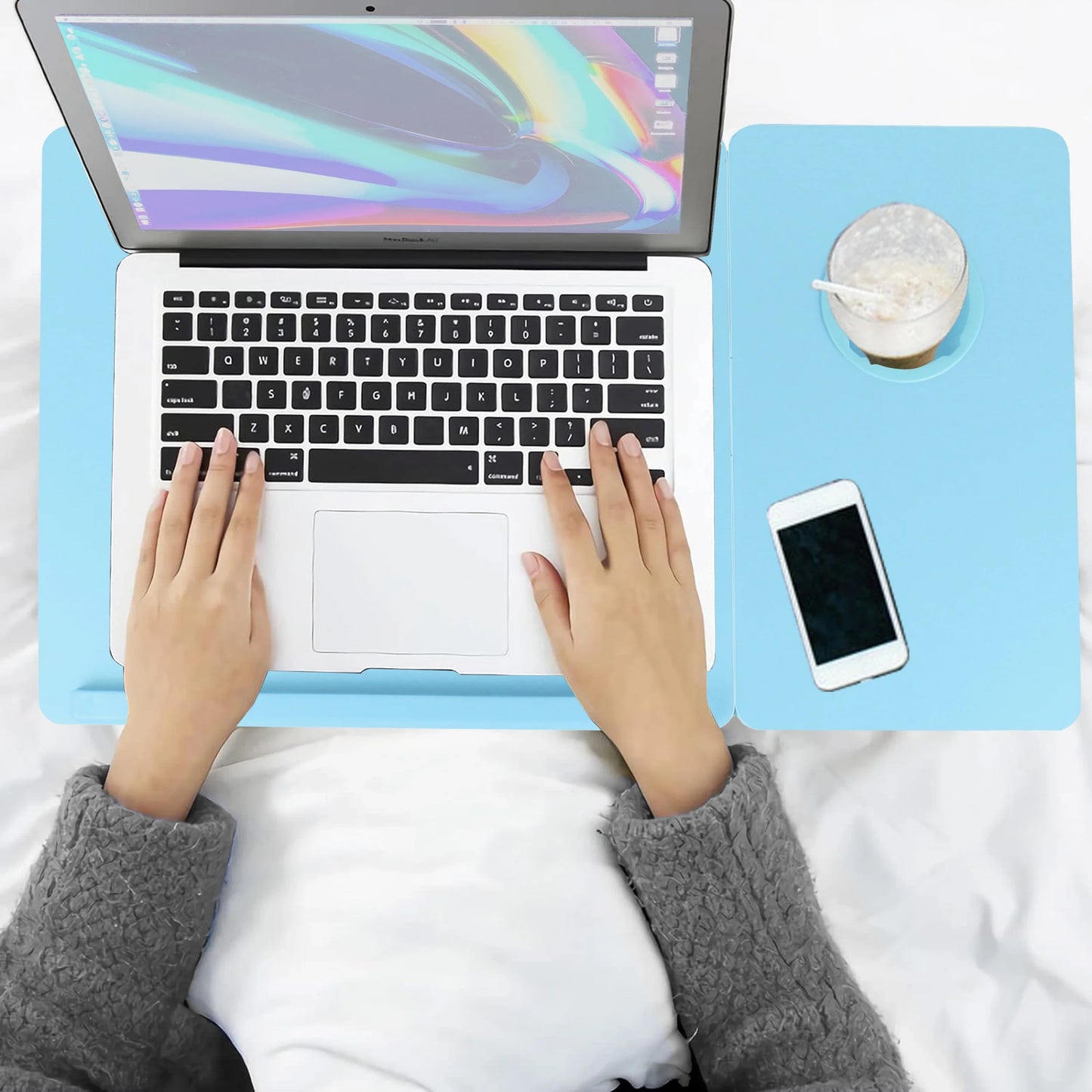 Portable Height Adjustable Laptop Table with Cup Holder