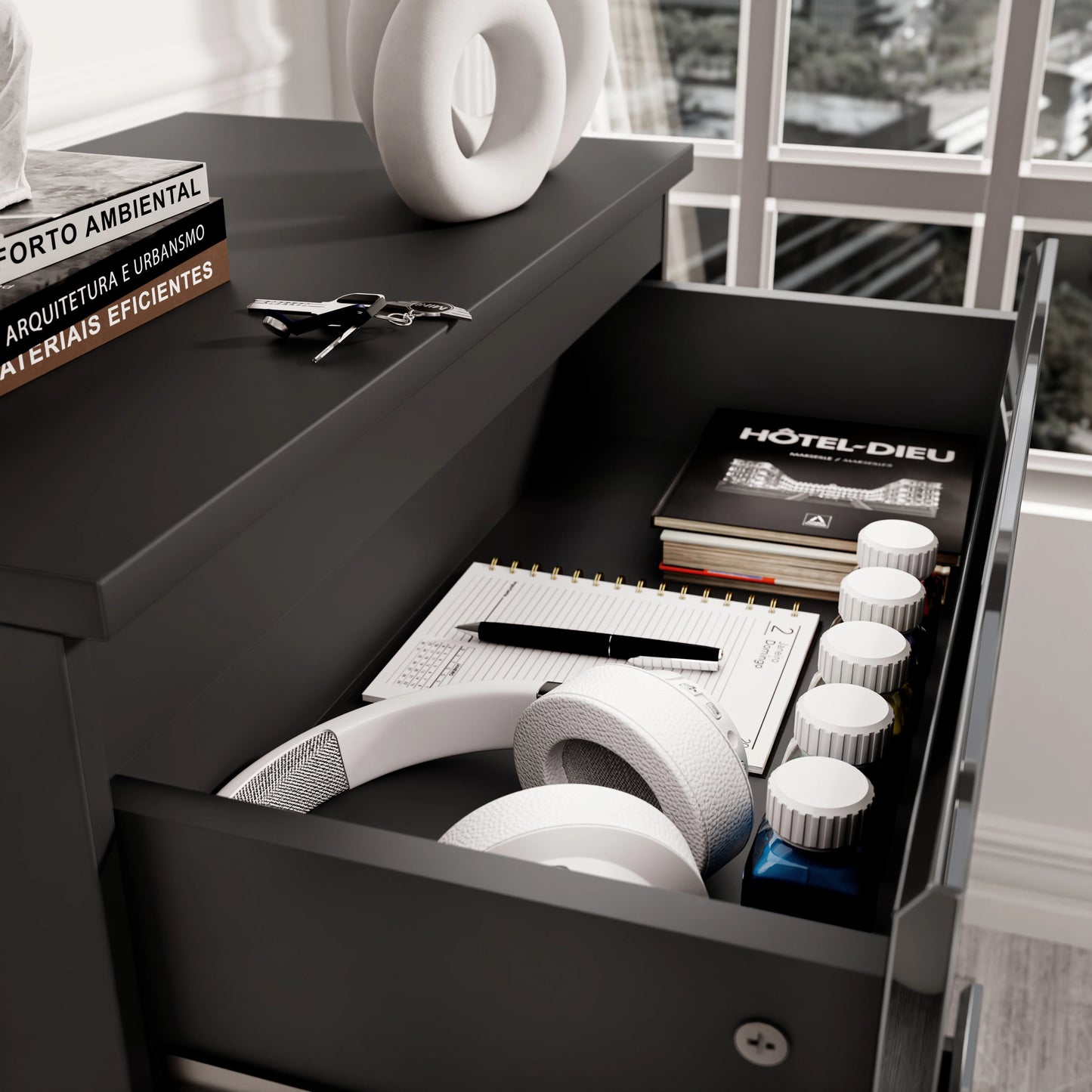 High Gloss 3 Drawer Chest - Small Chest of Drawers
