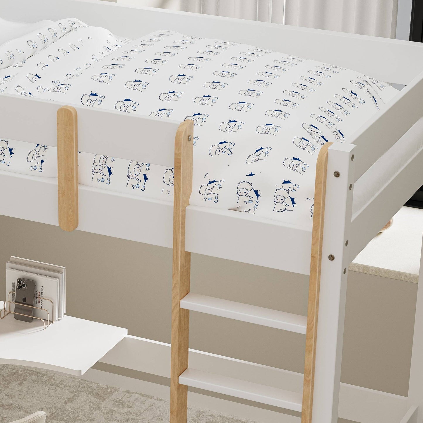 Bunk Bed With Desk - High Sleeper Loft Bed Frame For Kids