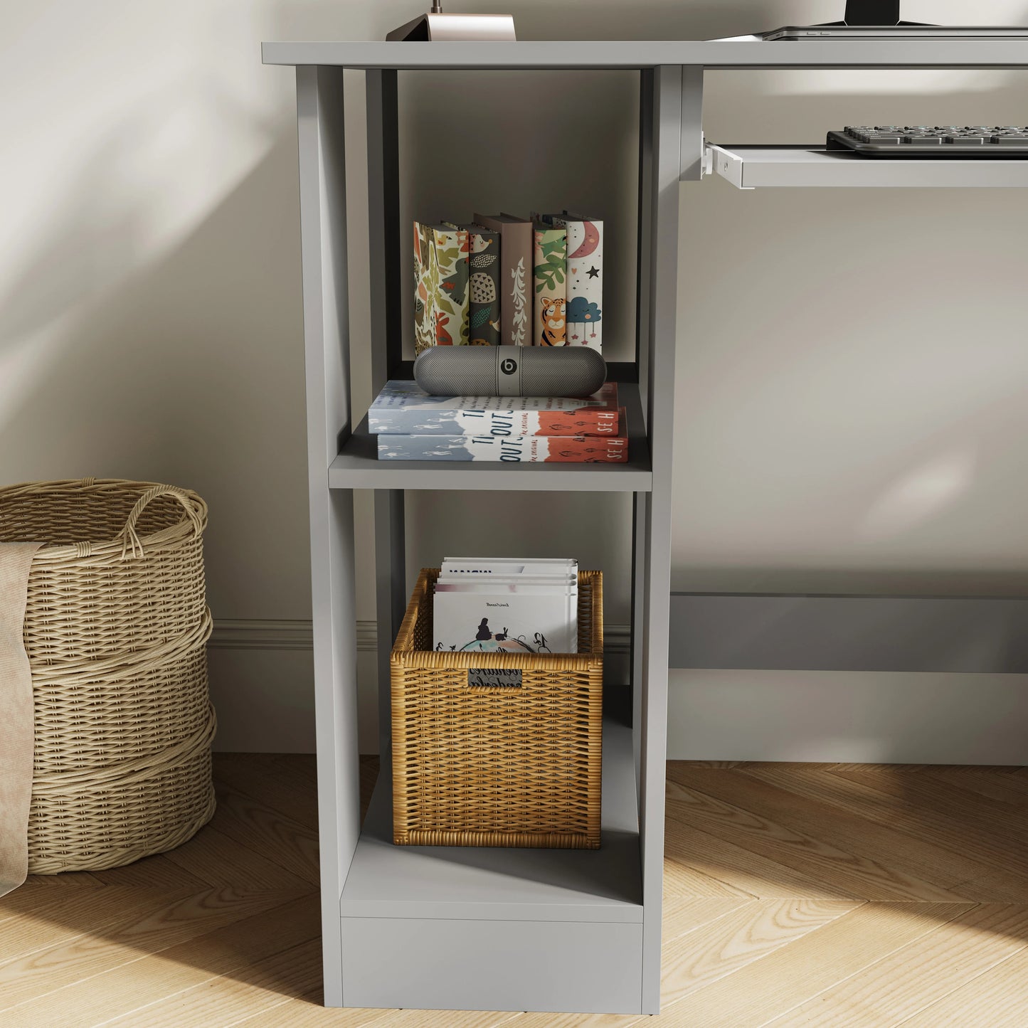 Home Office Computer Desk With Shelves For Working, Reading & Gaming