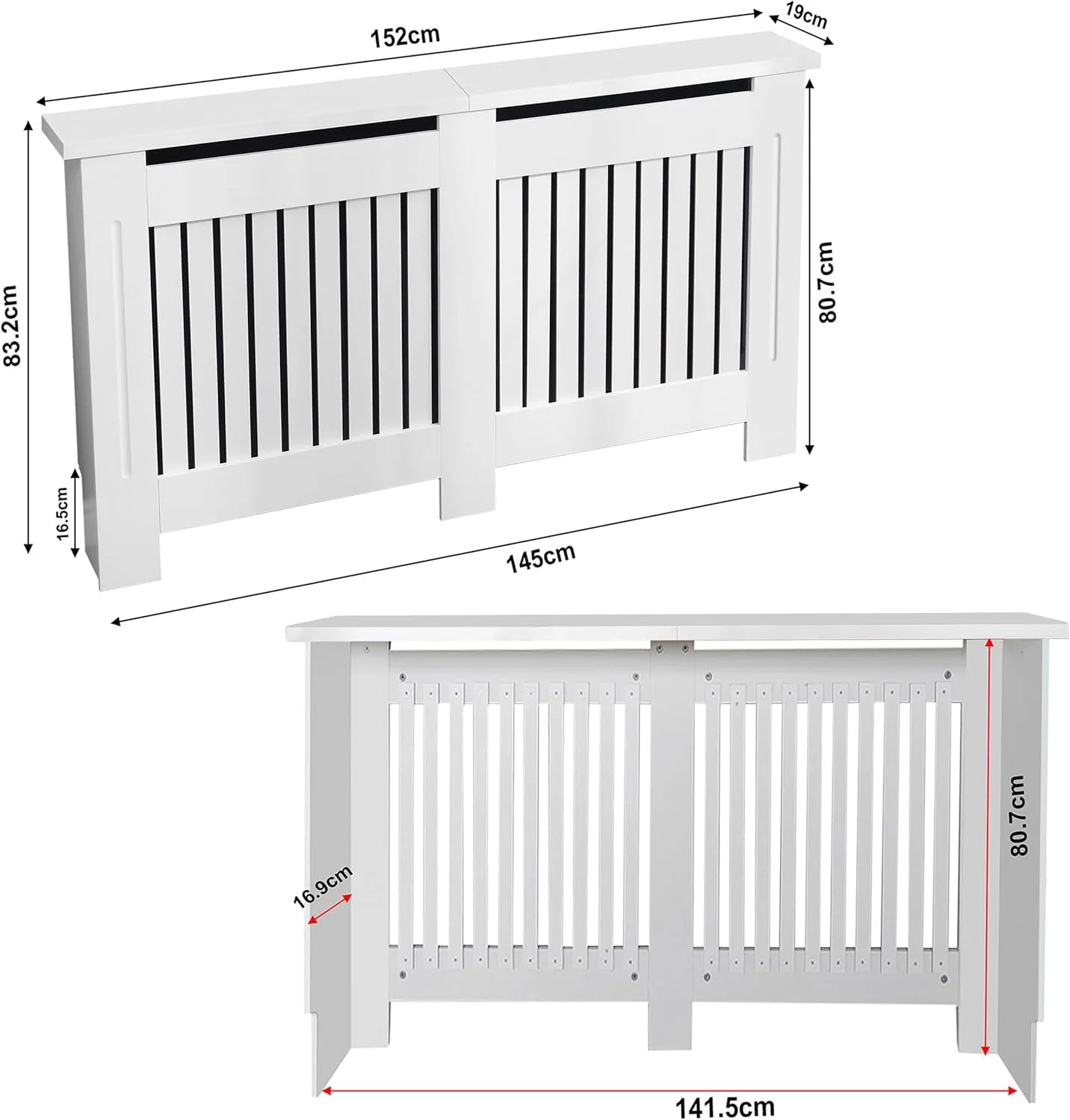 Chelsea White Radiator Cover, Vertical Wooden Slats