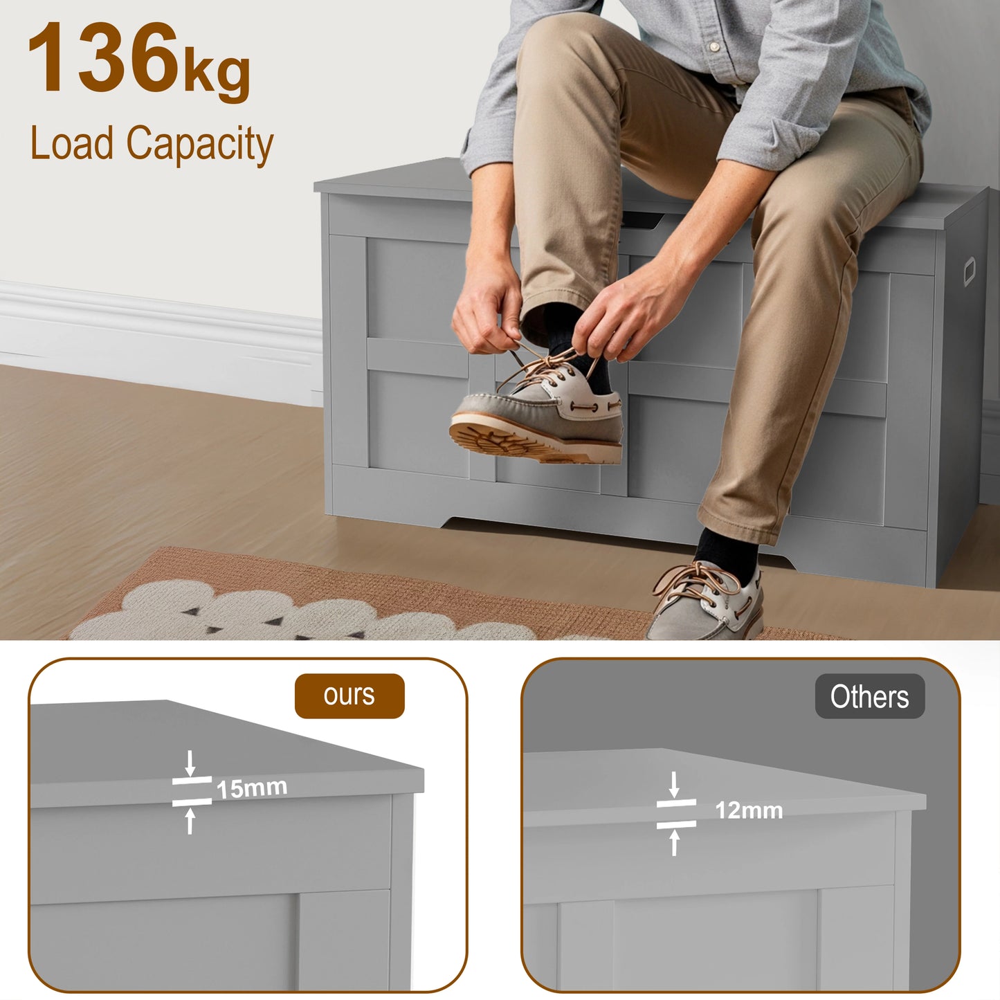 Storage Chest - Shaker Style Blanket or Toy Box With Lid & Safety Hinges