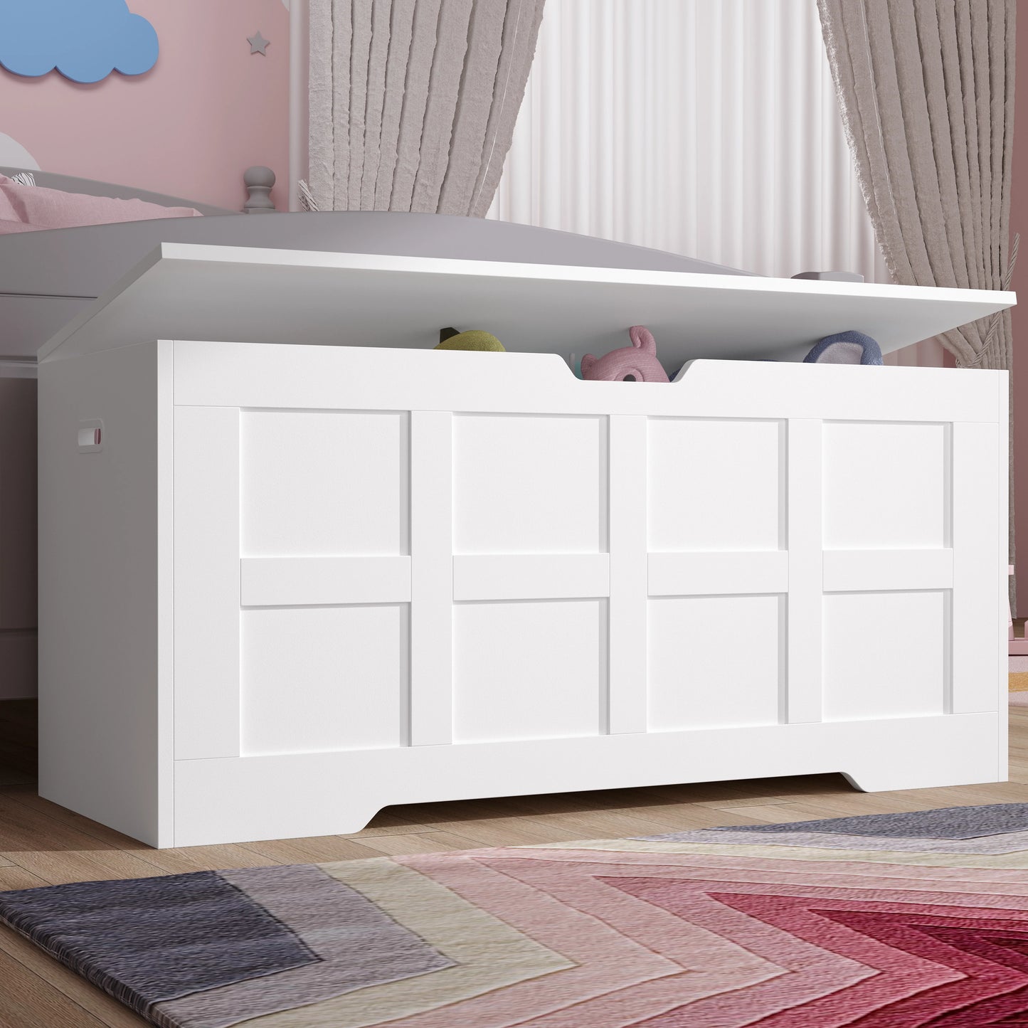 Storage Chest - Shaker Style Blanket or Toy Box With Lid & Safety Hinges