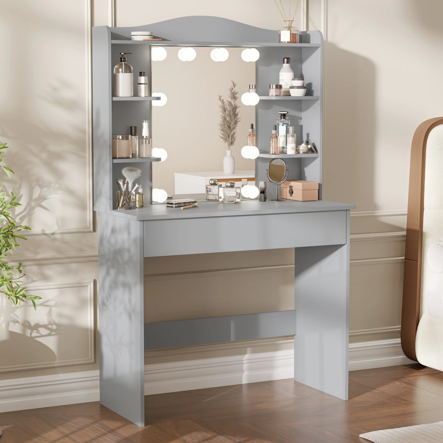 Dressing Table With Mirror & Led Lights - Makeup Vanity Desk
