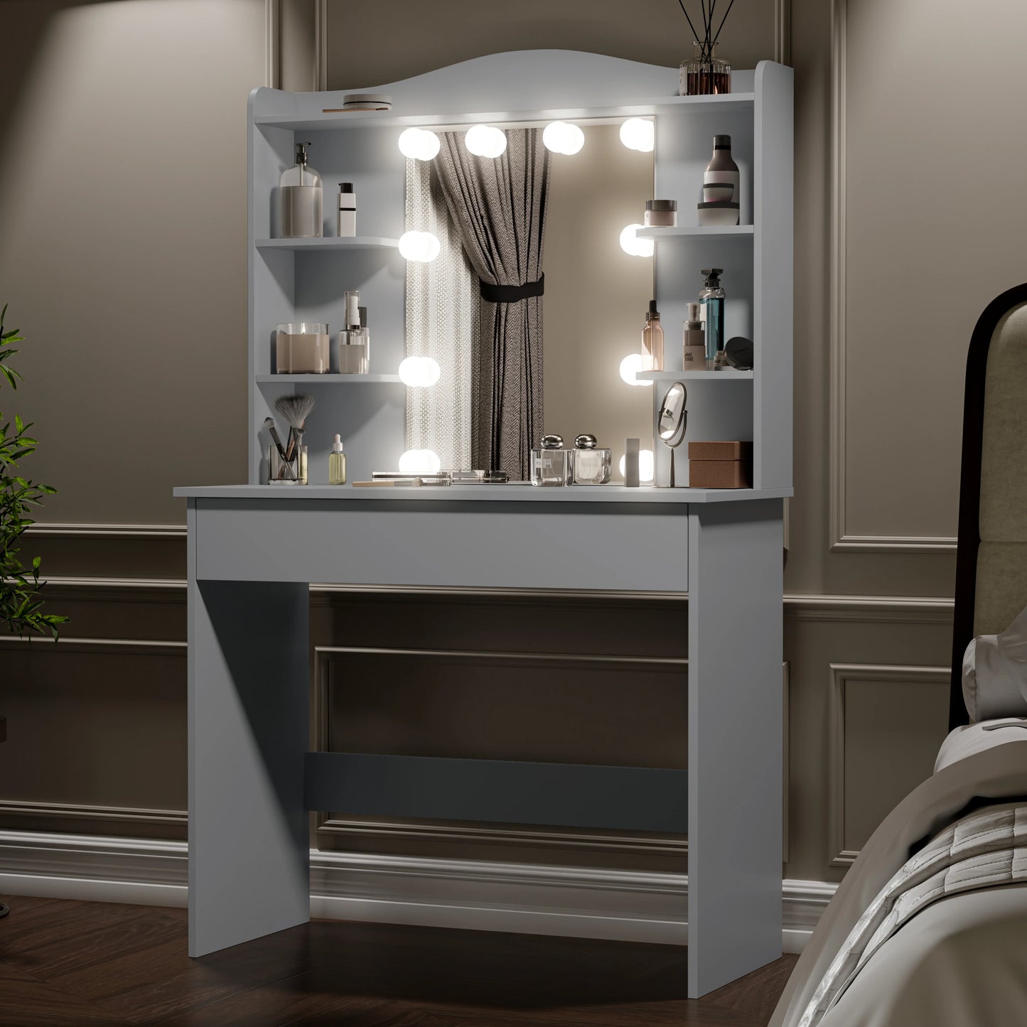Dressing Table With Mirror & Led Lights - Makeup Vanity Desk