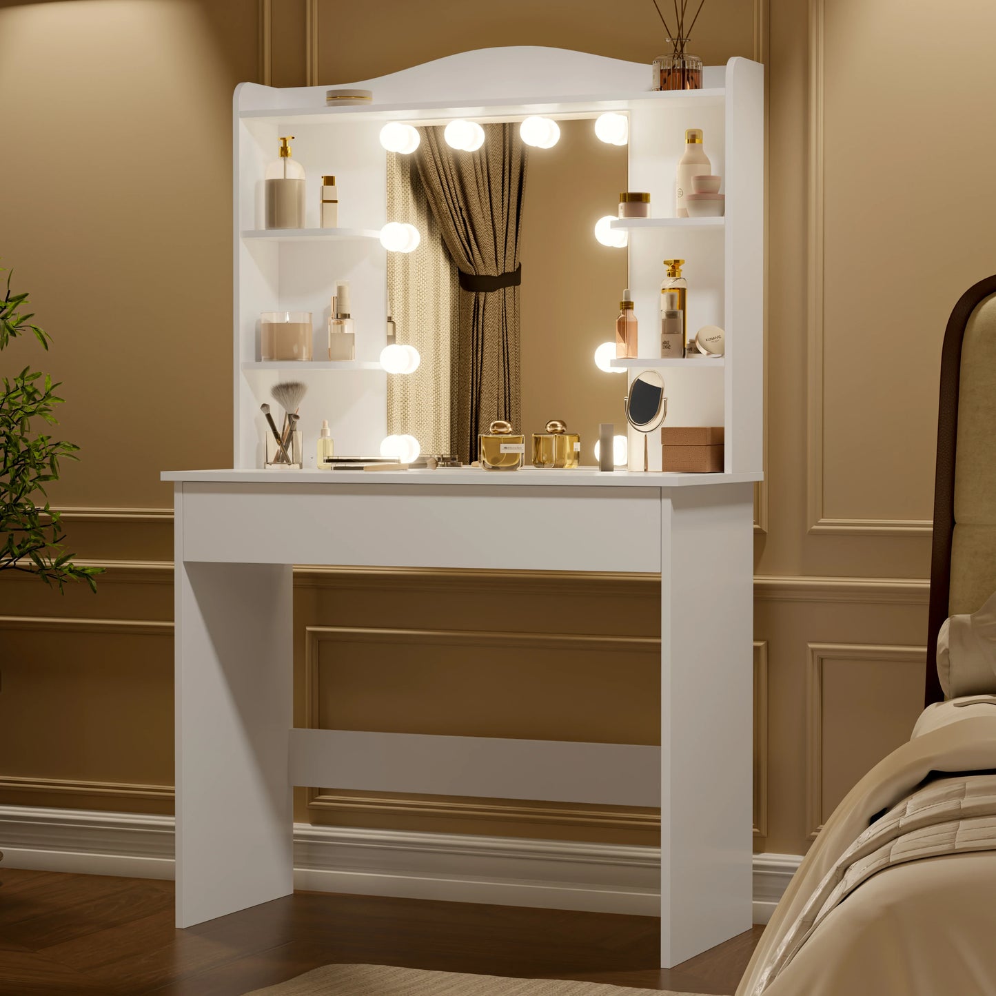 Dressing Table With Mirror & Led Lights - Makeup Vanity Desk