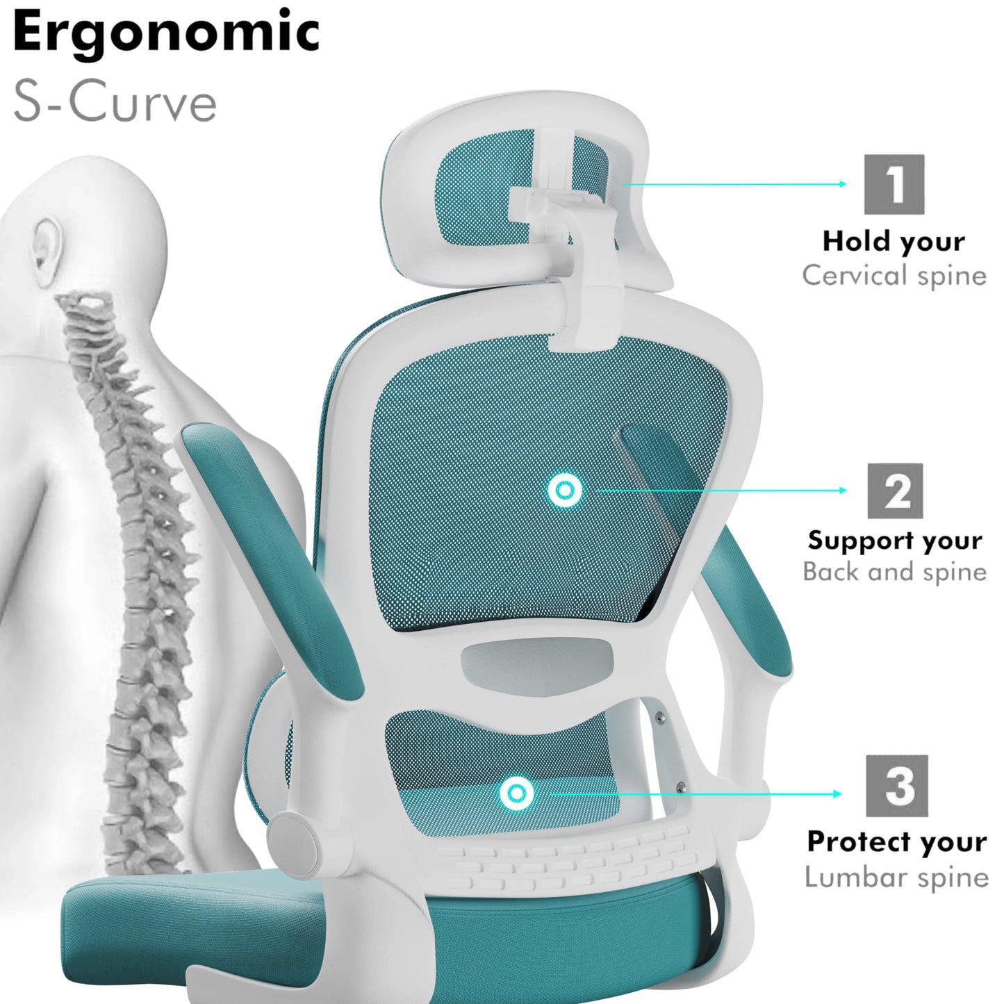 Home Office Chair - Ergonomic Computer Chair with Headrest