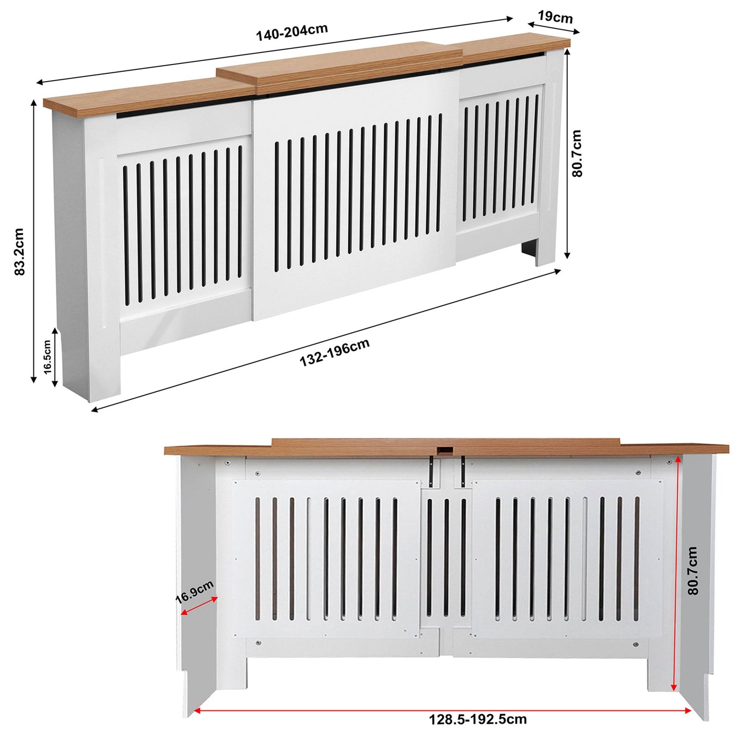 Adjustable Radiator Cover, Extendable 140-204 cm