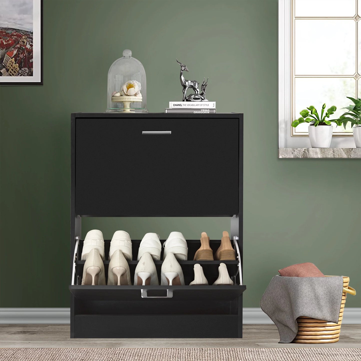 2 Door Slim Shoe Cabinet For Hallway | Small Shoe Storage