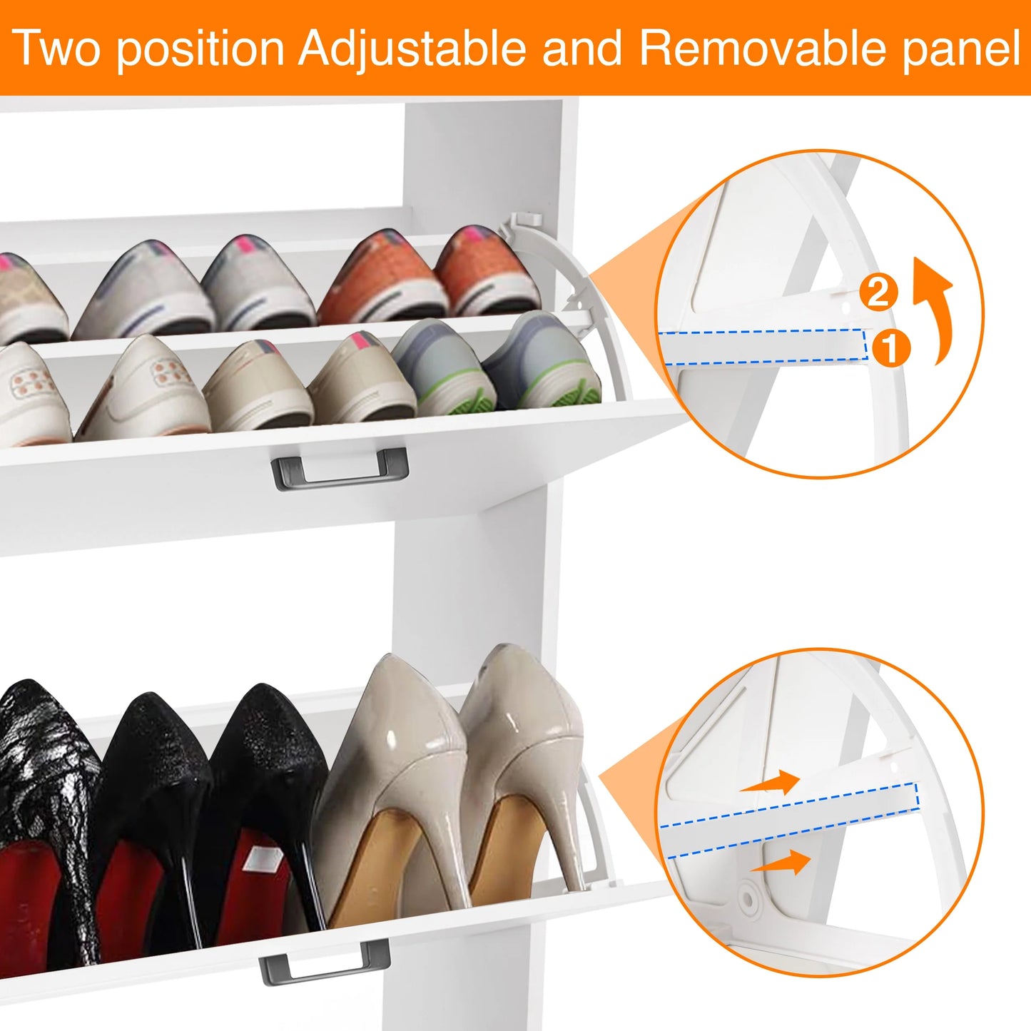2 Door Slim Shoe Cabinet For Hallway | Small Shoe Storage