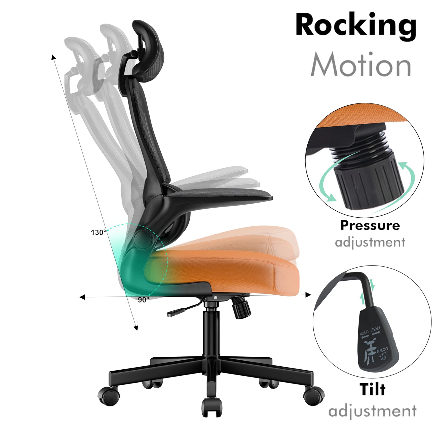 Home Office Chair - Ergonomic Computer Chair with Headrest
