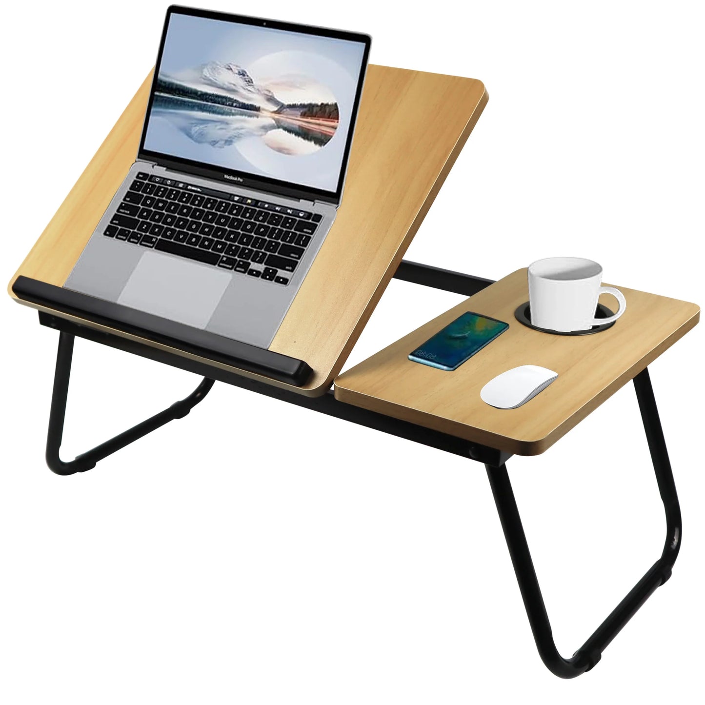 Portable Height Adjustable Laptop Table with Cup Holder
