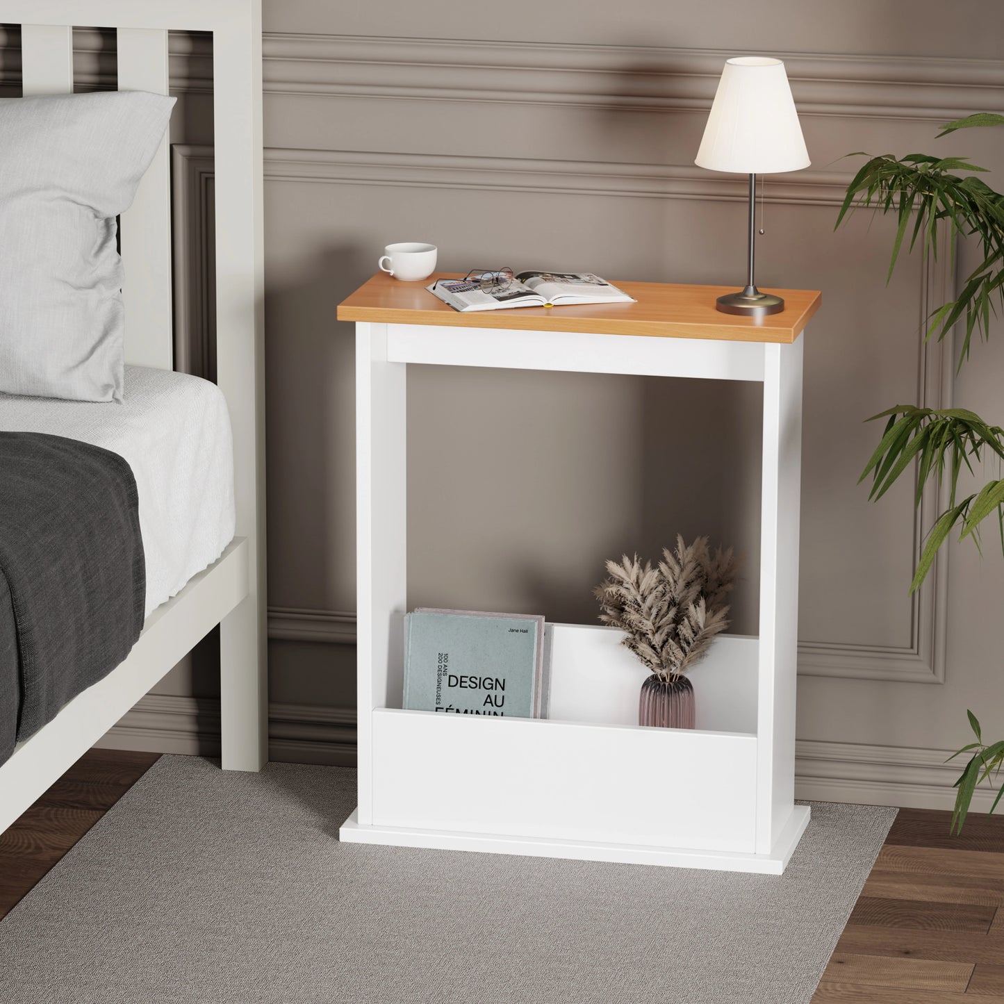 Small Narrow Side Table with Storage - Slim Sofa End Table