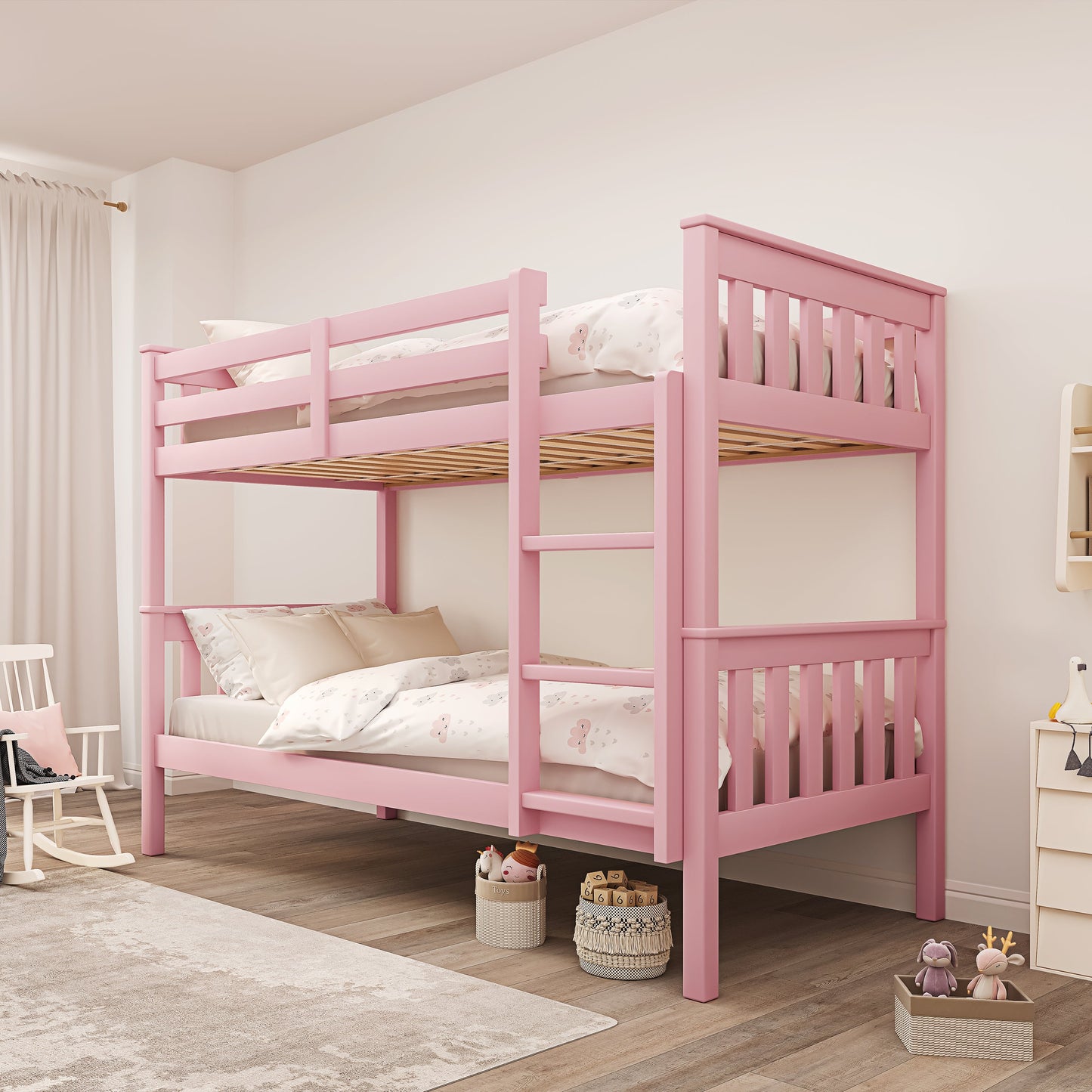Solid Wood Detachable Double Bunk Bed
