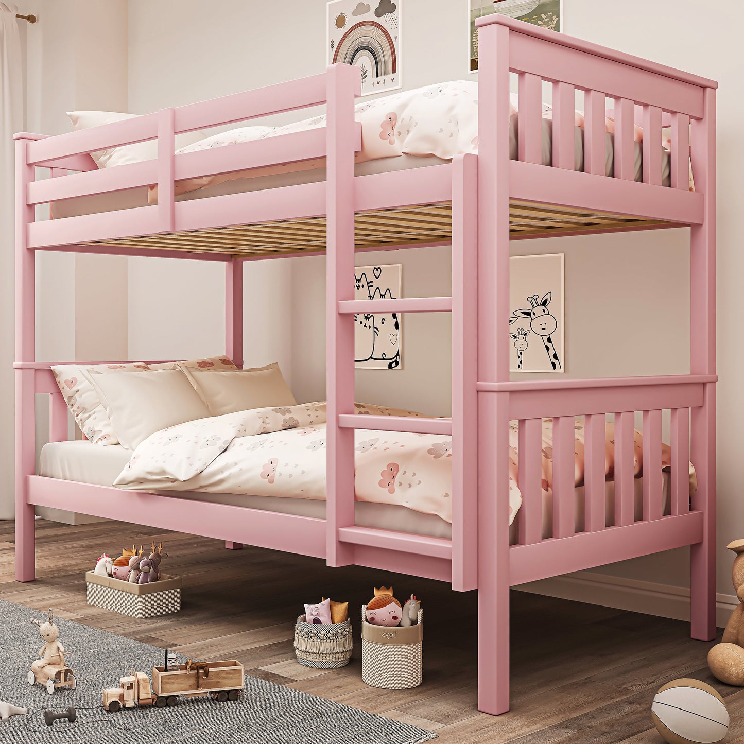 Solid Wood Detachable Double Bunk Bed