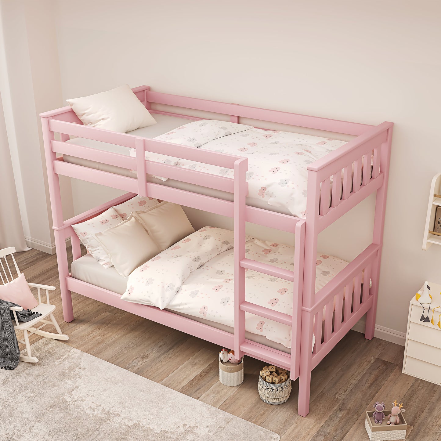 Solid Wood Detachable Double Bunk Bed