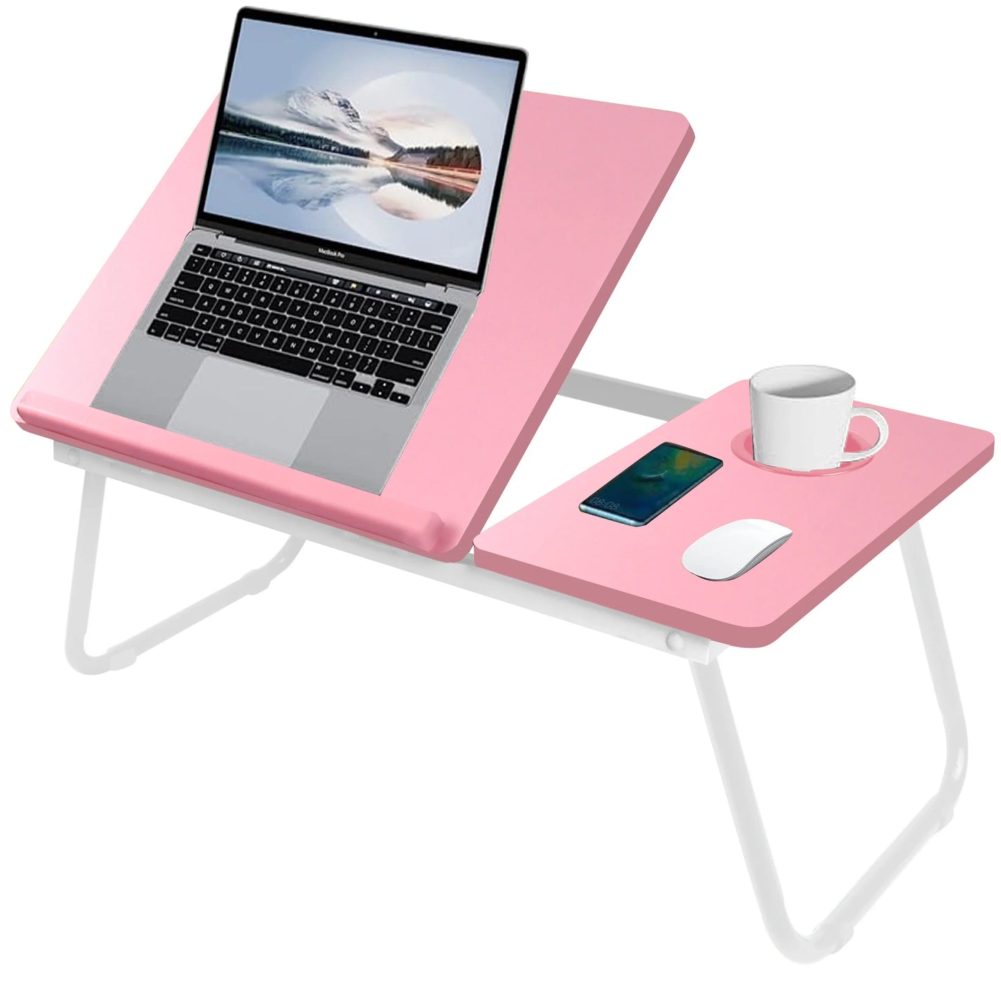 Portable Height Adjustable Laptop Table with Cup Holder