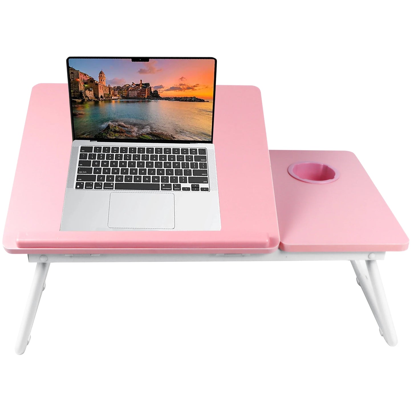 Portable Height Adjustable Laptop Table with Cup Holder