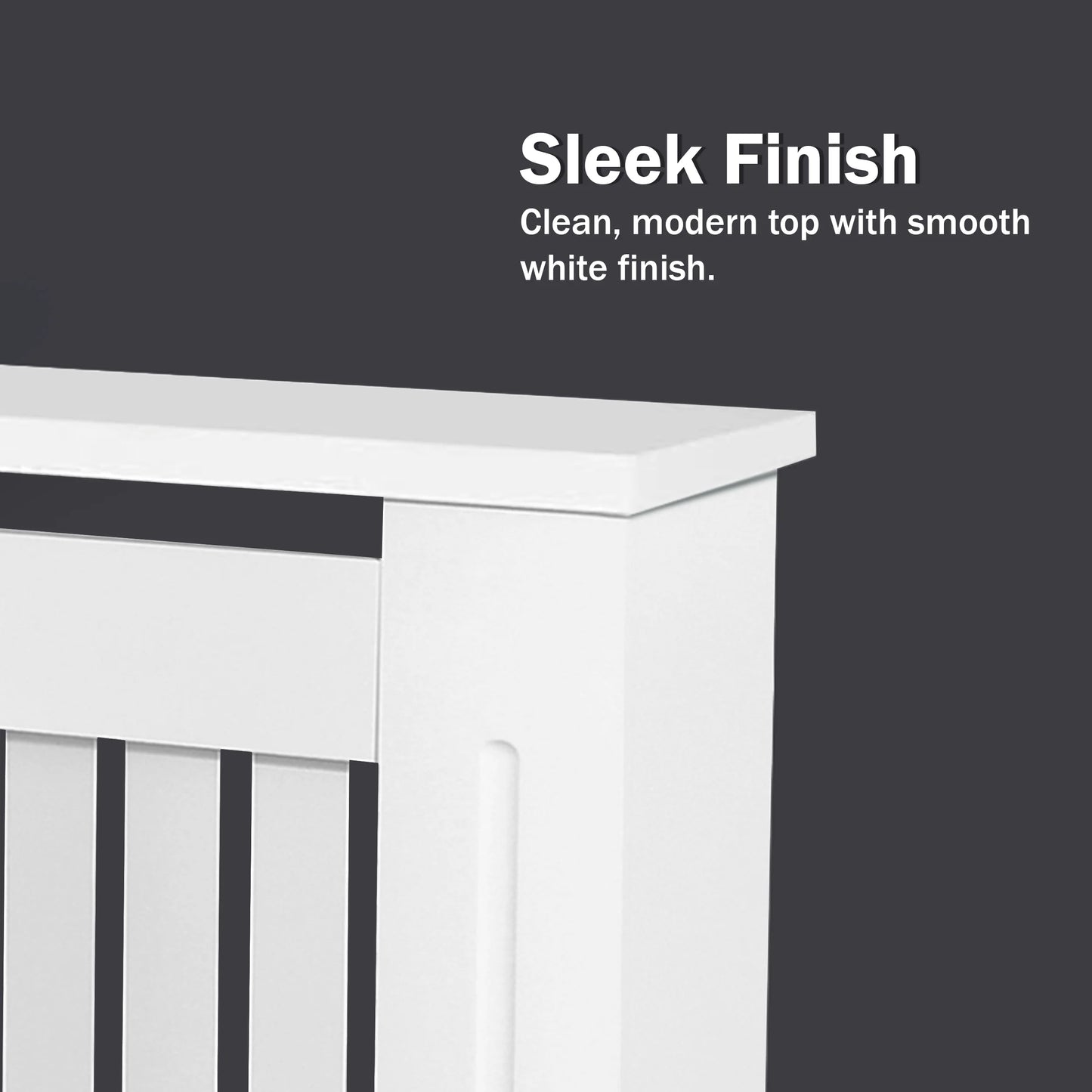Chelsea White Radiator Cover, Vertical Wooden Slats