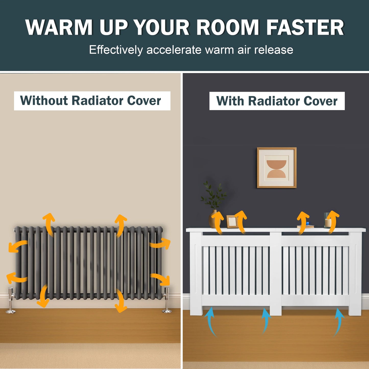 Chelsea White Radiator Cover, Vertical Wooden Slats