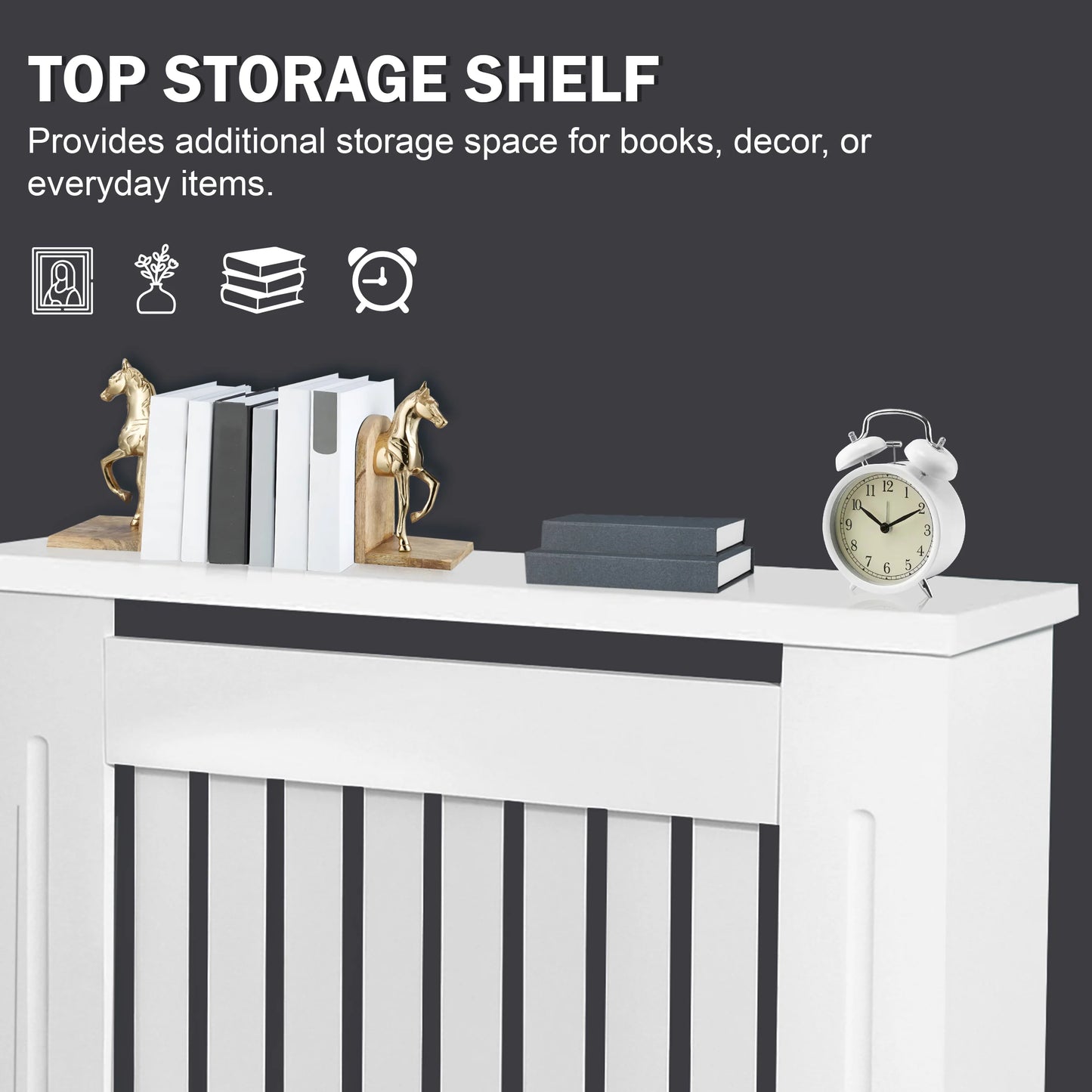 Chelsea White Radiator Cover, Vertical Wooden Slats