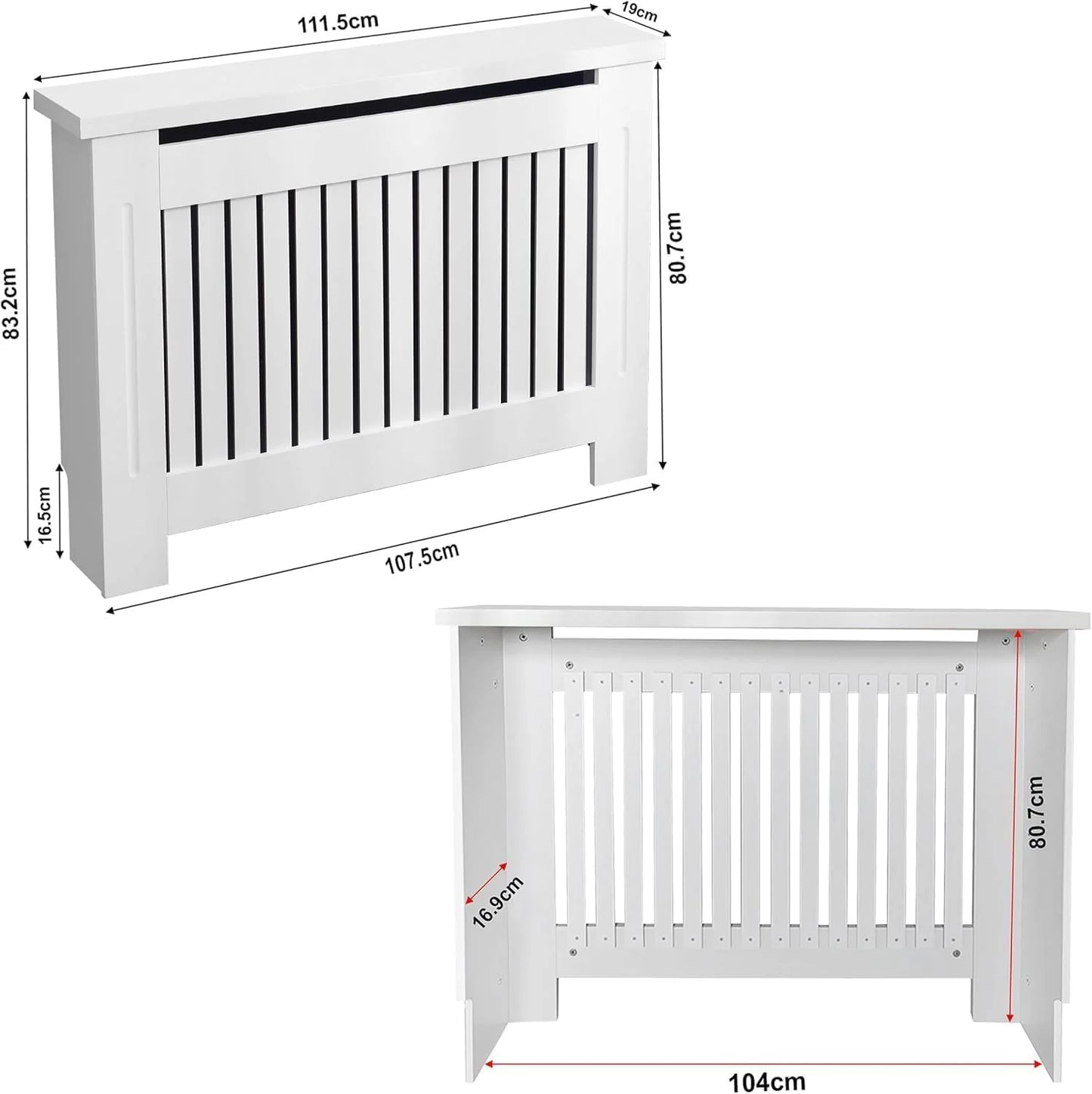 Chelsea White Radiator Cover, Vertical Wooden Slats
