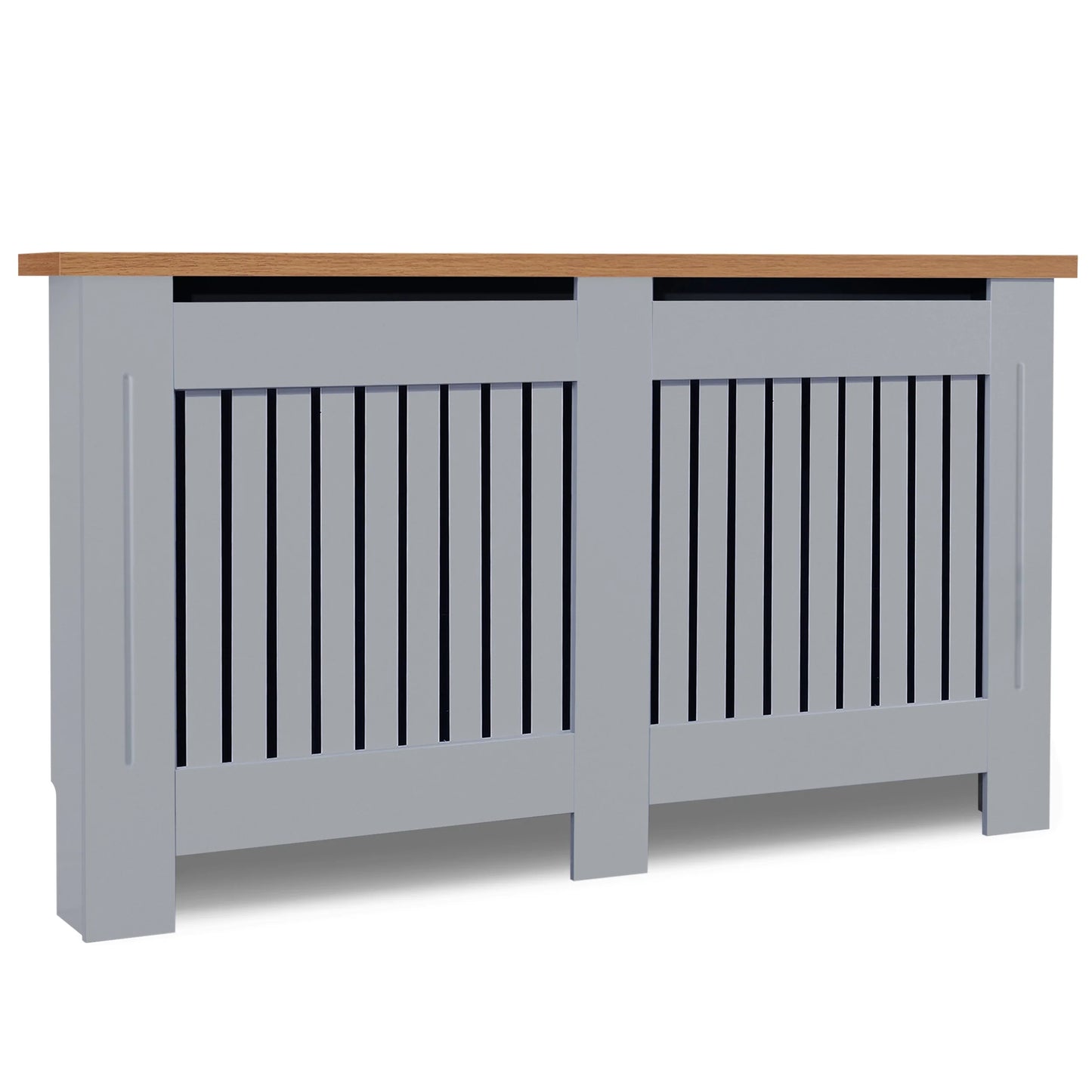 Radiator Cover With Oak Top - Vertical Slatted Design