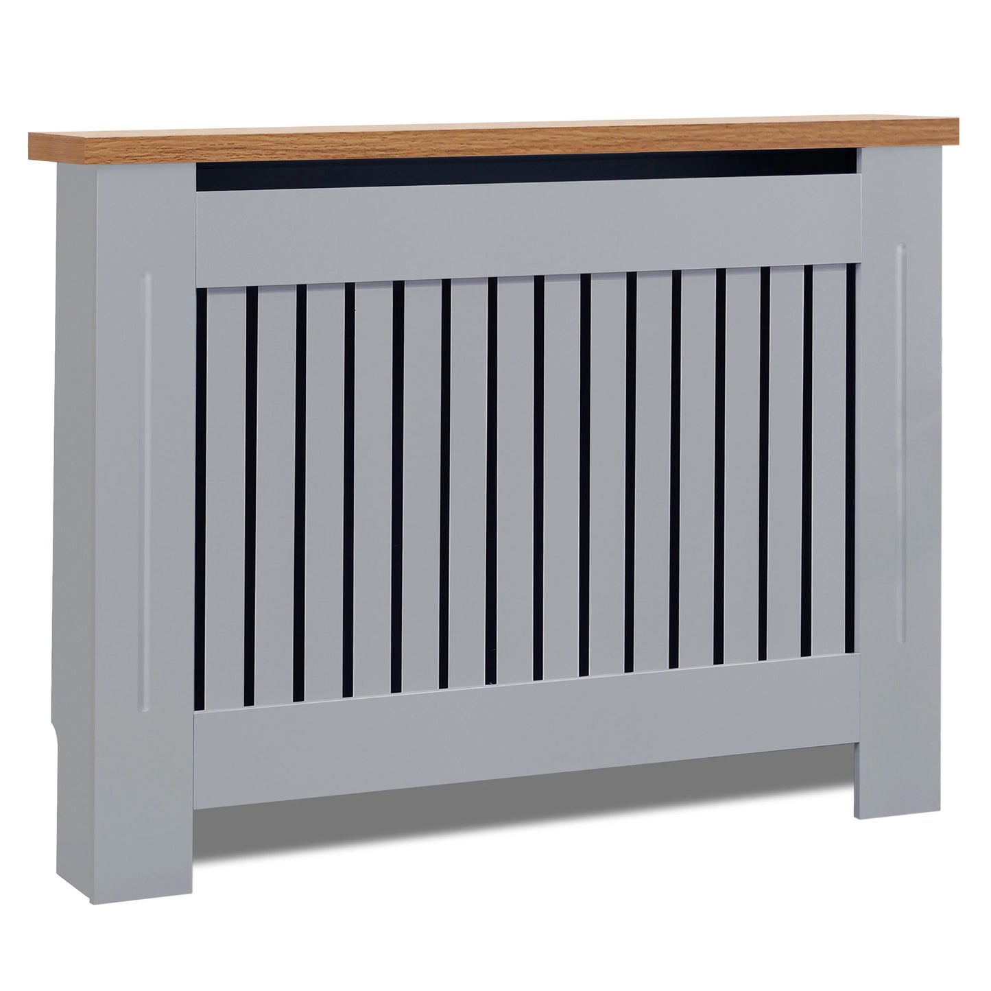 Radiator Cover With Oak Top - Vertical Slatted Design