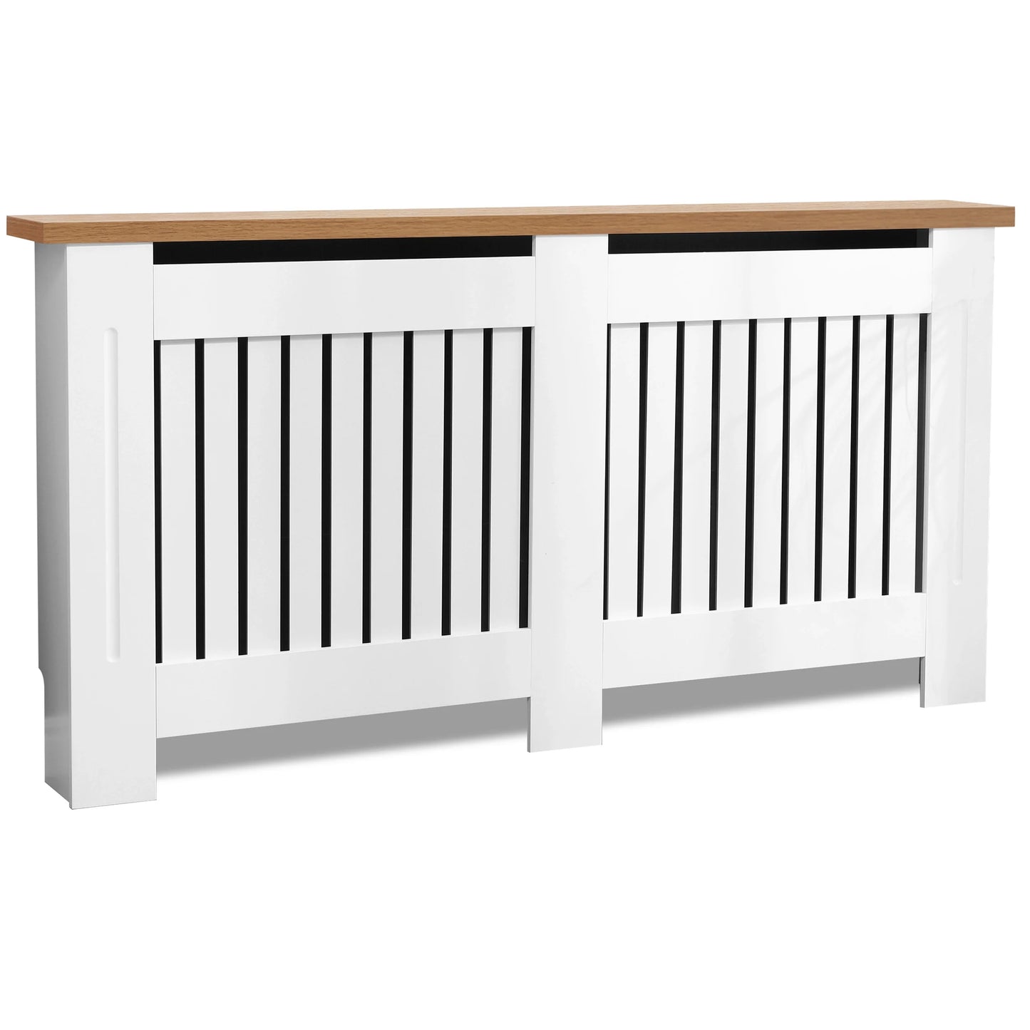Radiator Cover With Oak Top - Vertical Slatted Design