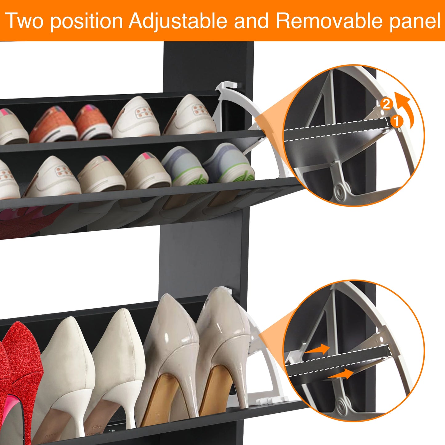 High Gloss 3 Door Shoe Cabinet | Slim Shoe Storage