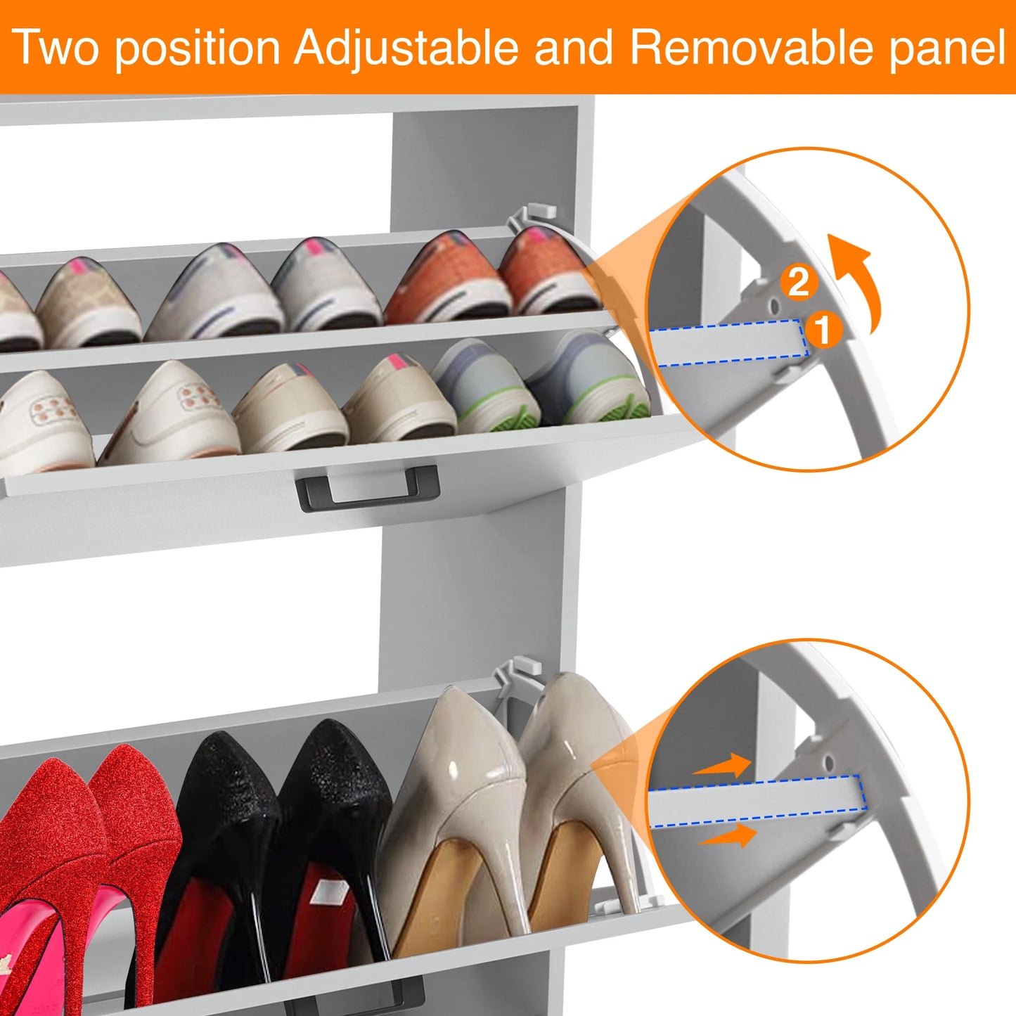 2 Door Slim Shoe Cabinet For Hallway | Small Shoe Storage
