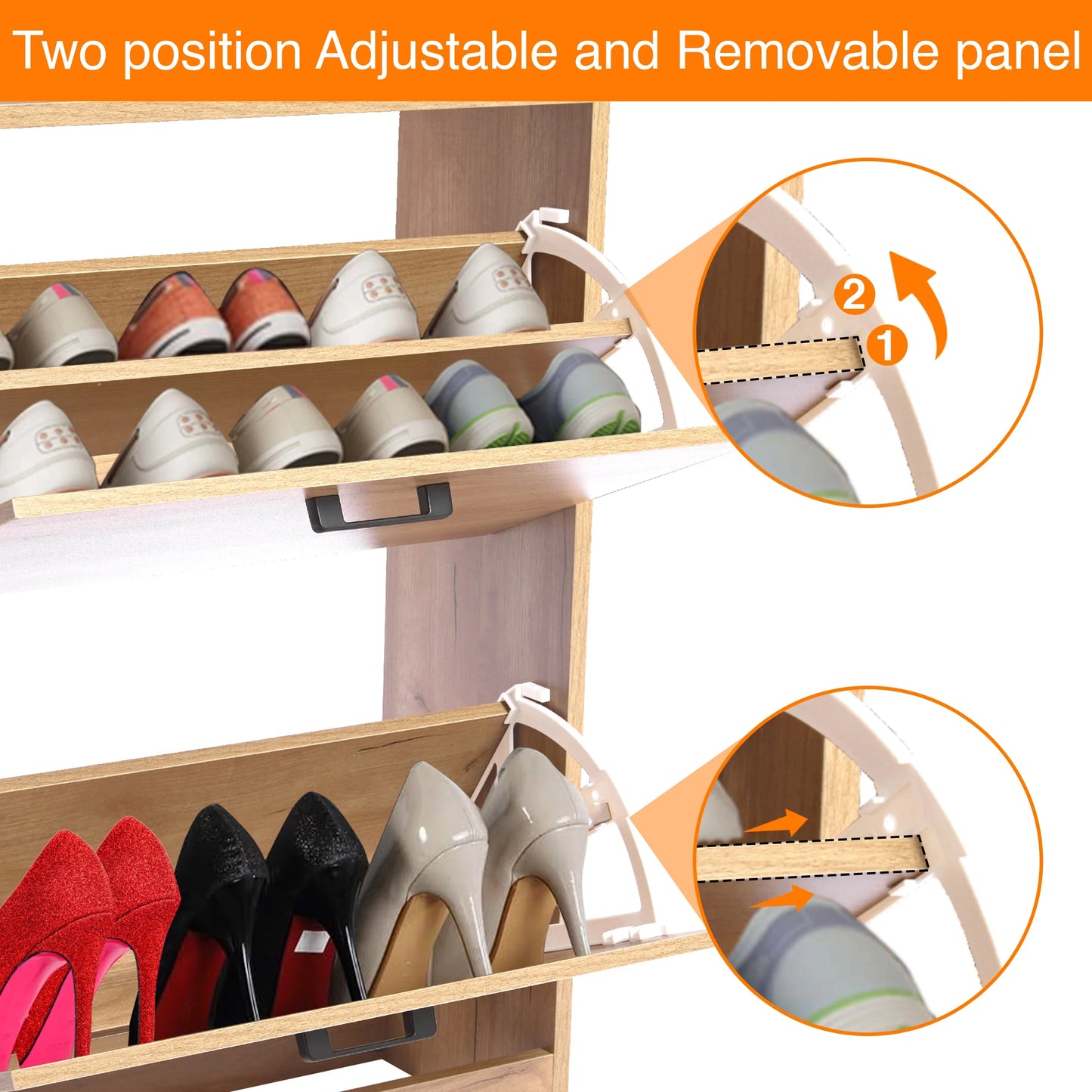 2 Door Slim Shoe Cabinet For Hallway | Small Shoe Storage