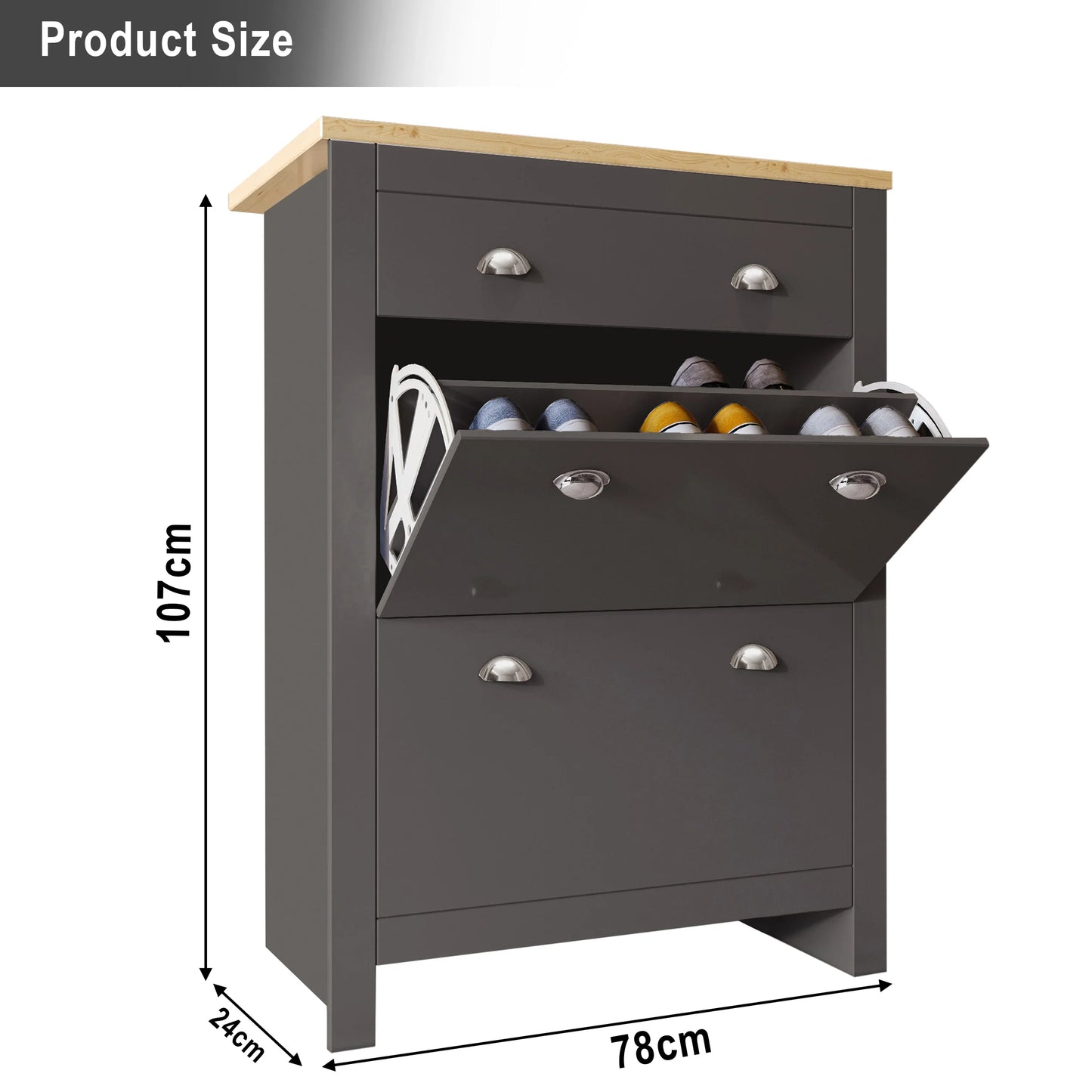 Shoe Cabinet With Drawer | 2 Door Slim Shoe Storage Unit