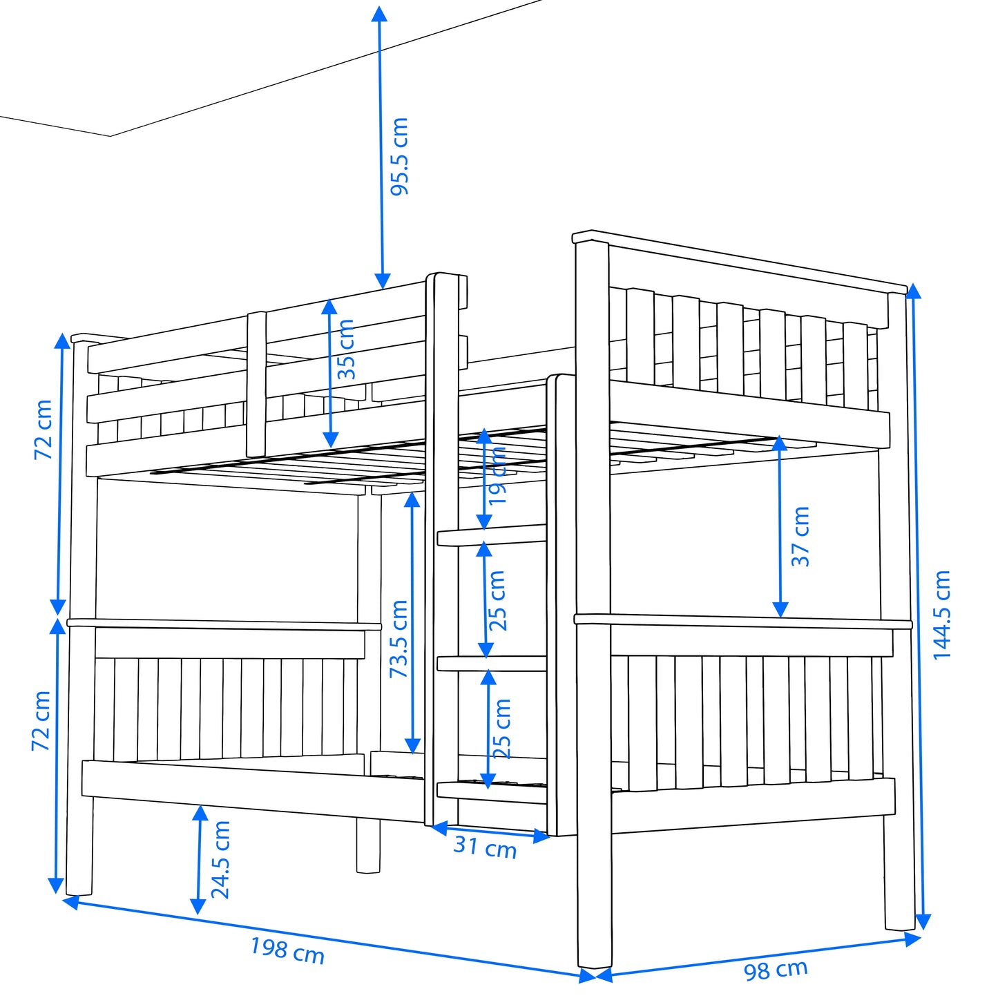 Solid Wood Detachable Double Bunk Bed