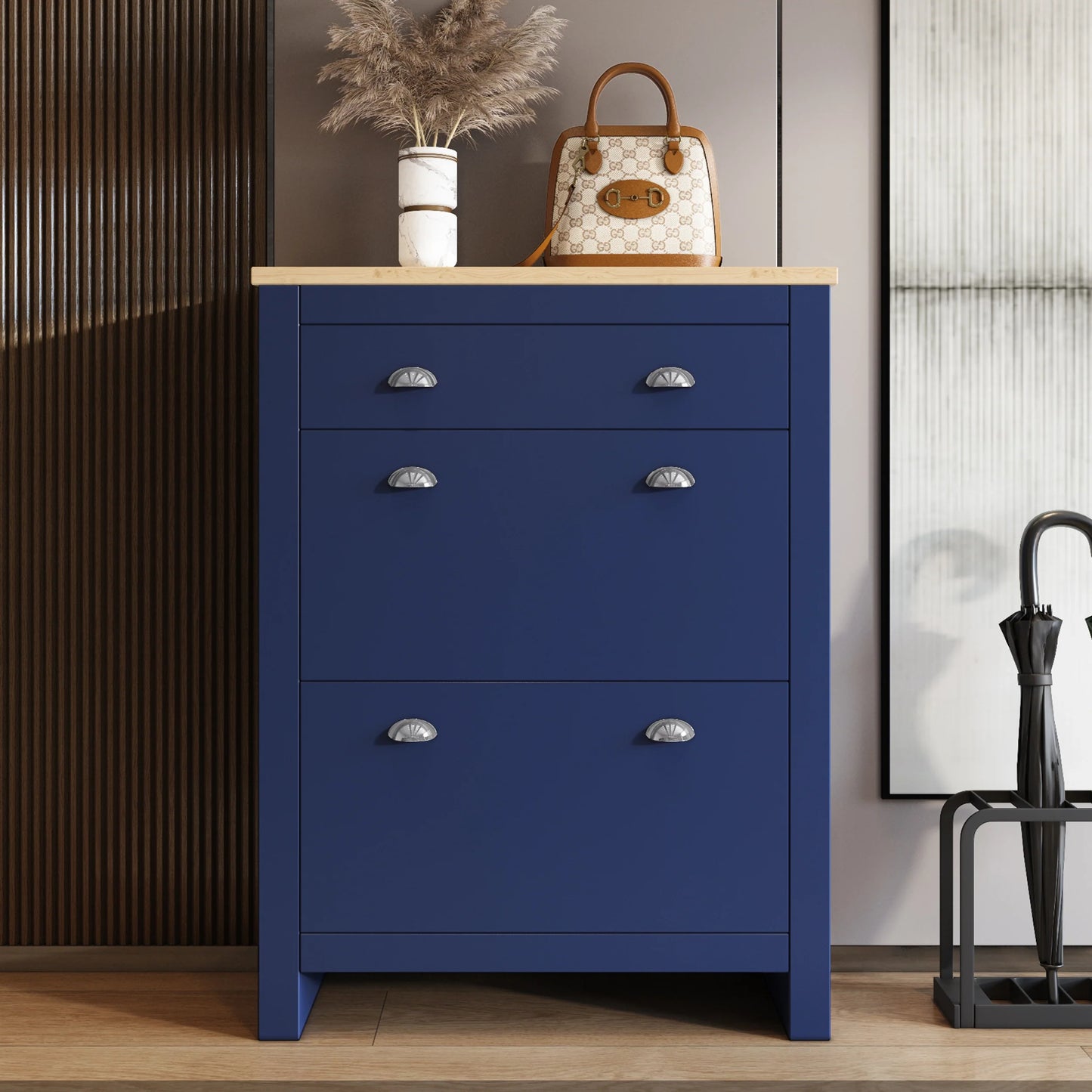 Shoe Cabinet With Drawer | 2 Door Slim Shoe Storage Unit