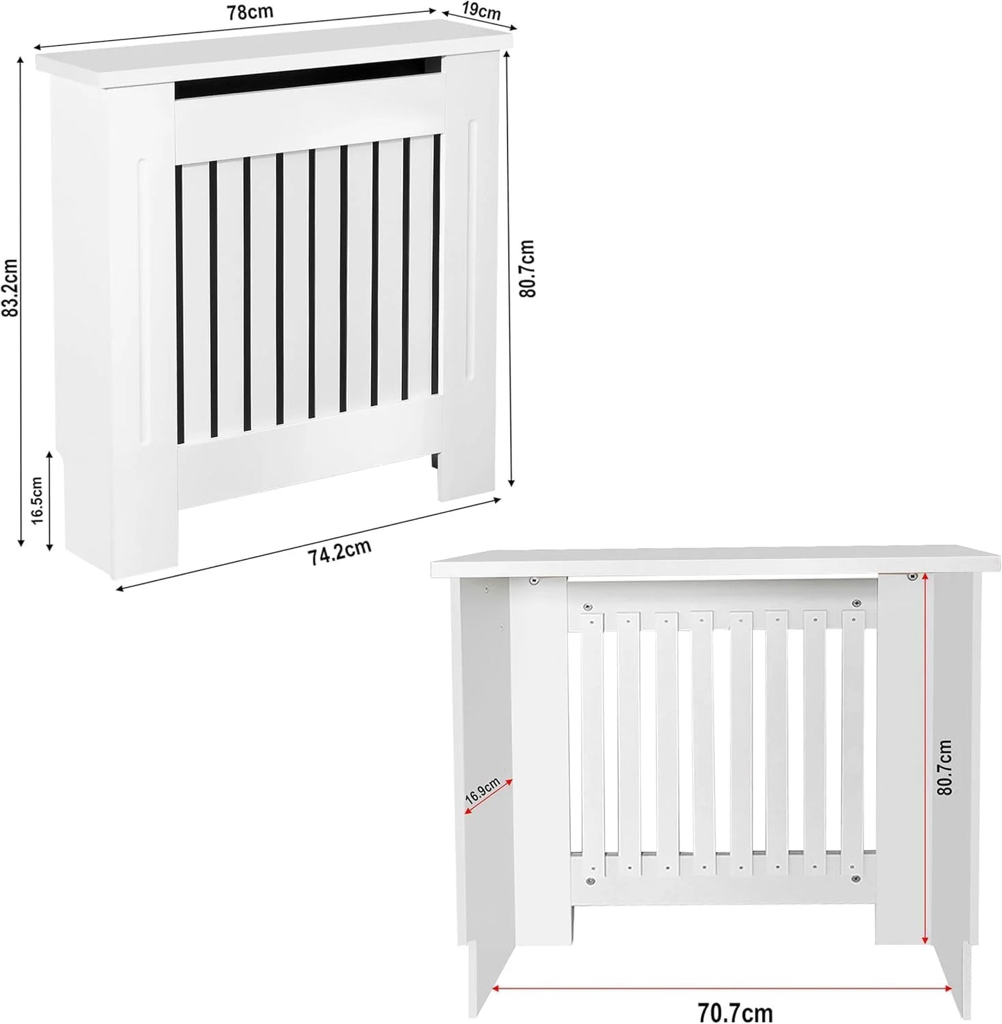 Chelsea White Radiator Cover, Vertical Wooden Slats