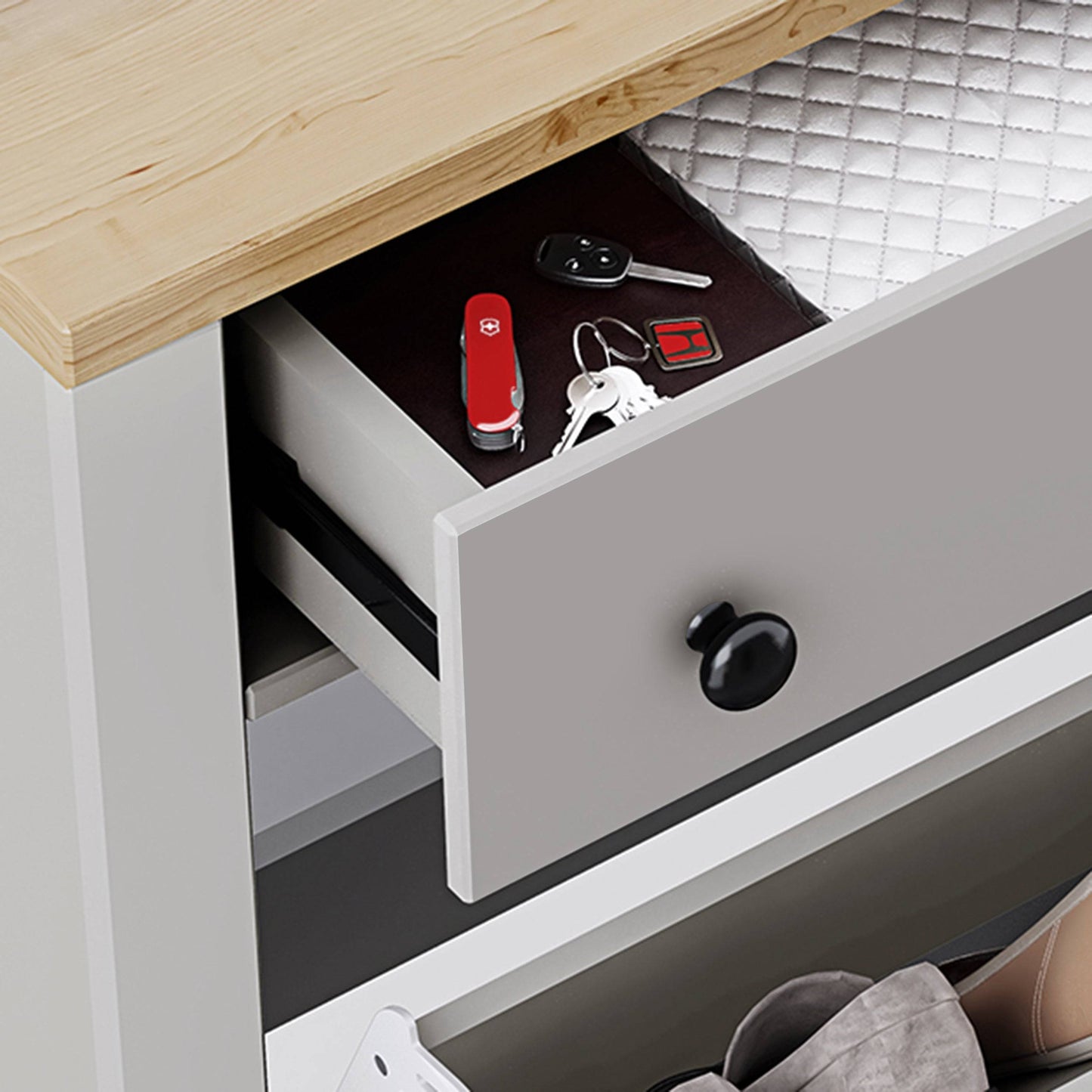 Modern Shoe Cabinet With Drawers | 2 Door Shoe Storage
