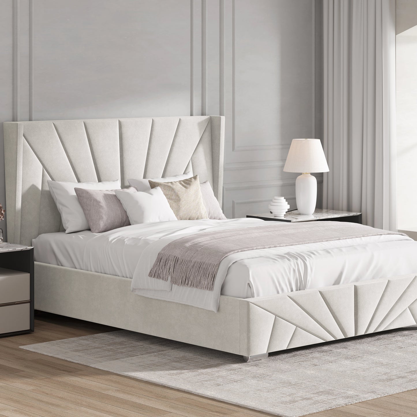 Velvet Ottoman Storage Bed - Sunrise Ottoman Bed Frame