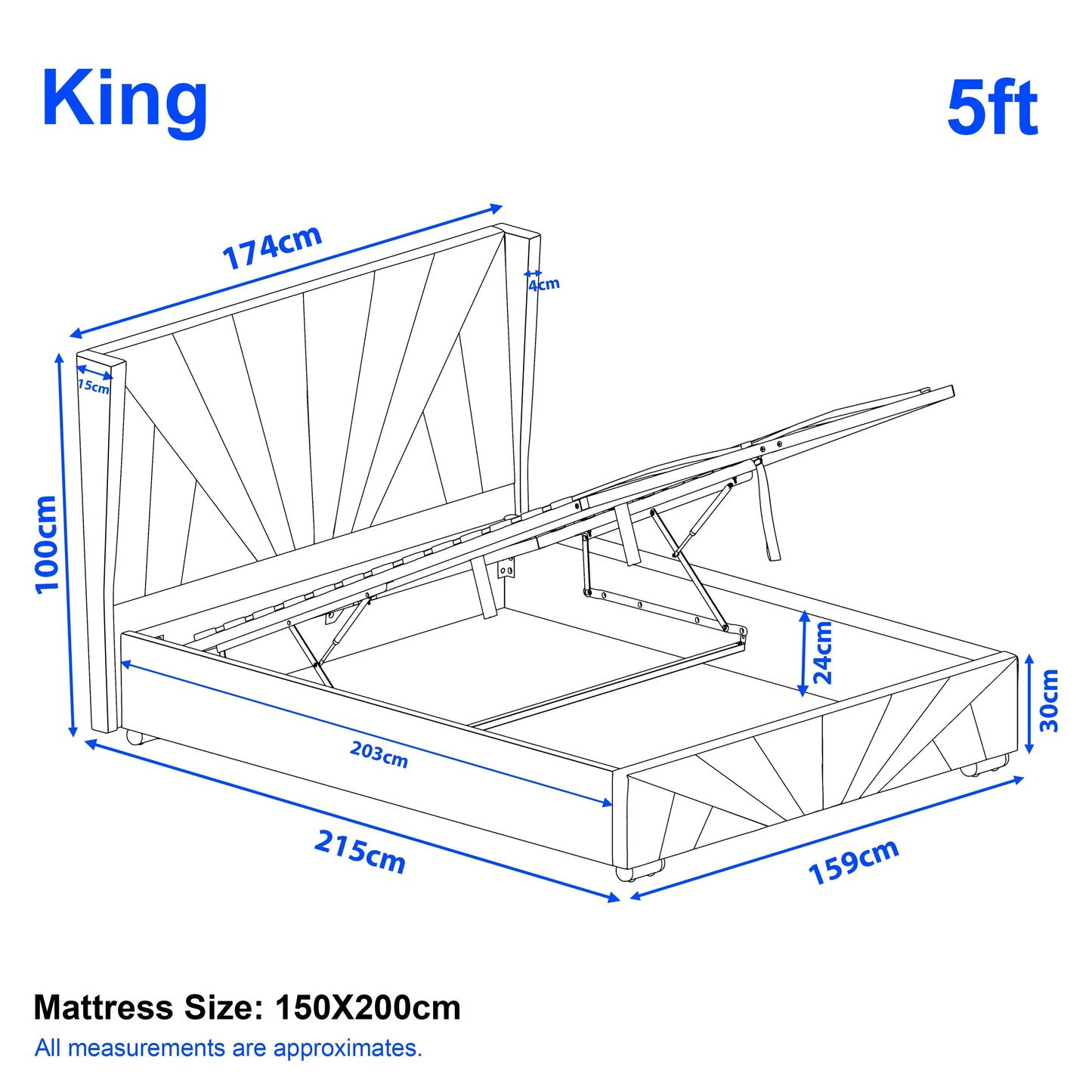 Velvet Ottoman Storage Bed - Sunrise Ottoman Bed Frame