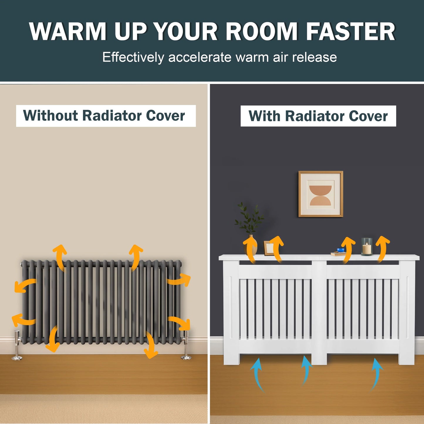 Chelsea White Radiator Cover, Vertical Wooden Slats
