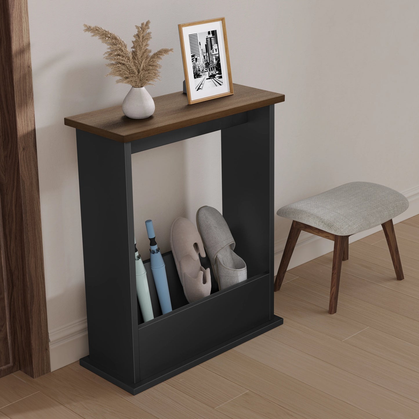 Small Narrow Side Table with Storage - Slim Sofa End Table