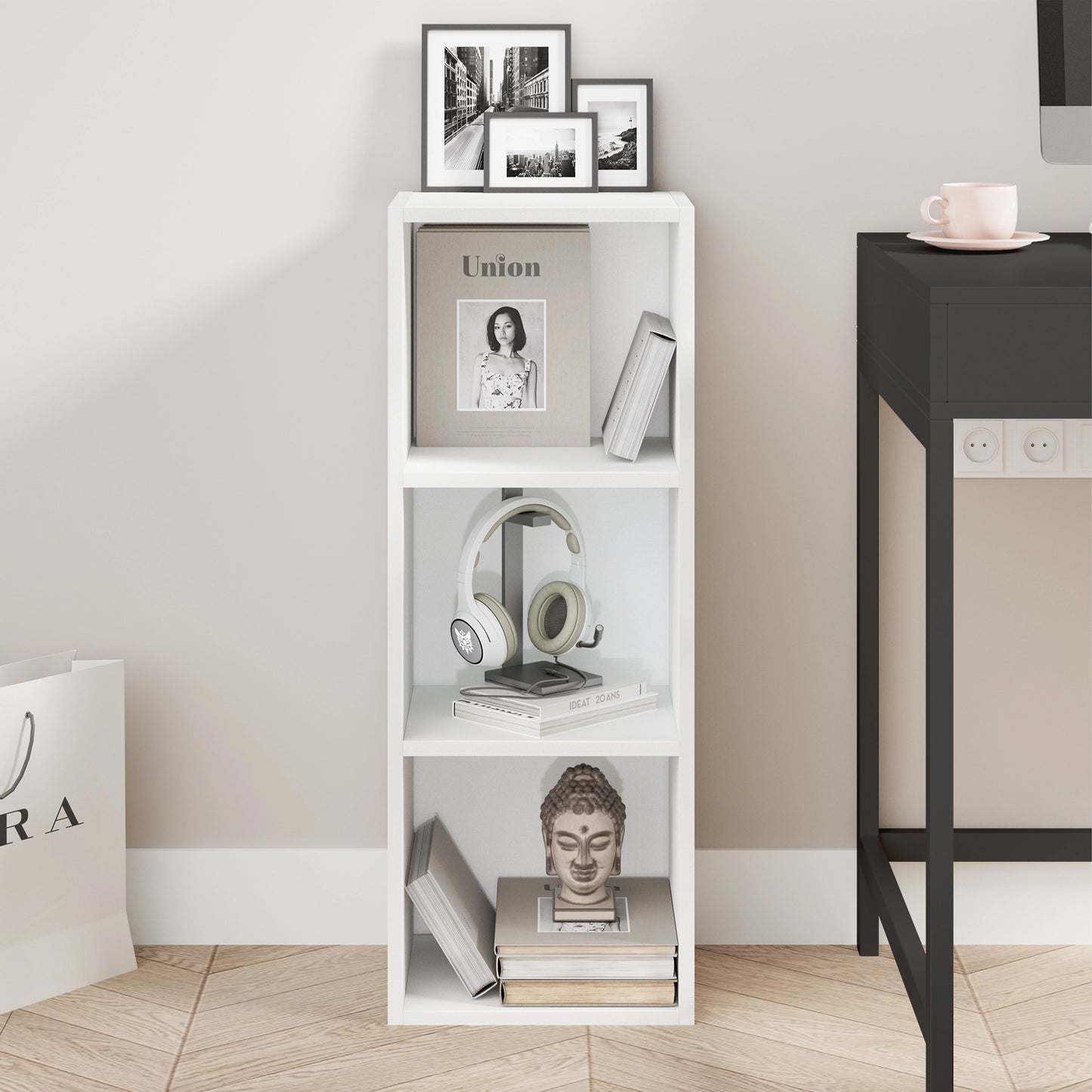 Bookcase Cube Storage Unit - Tall Narrow Bookshelf